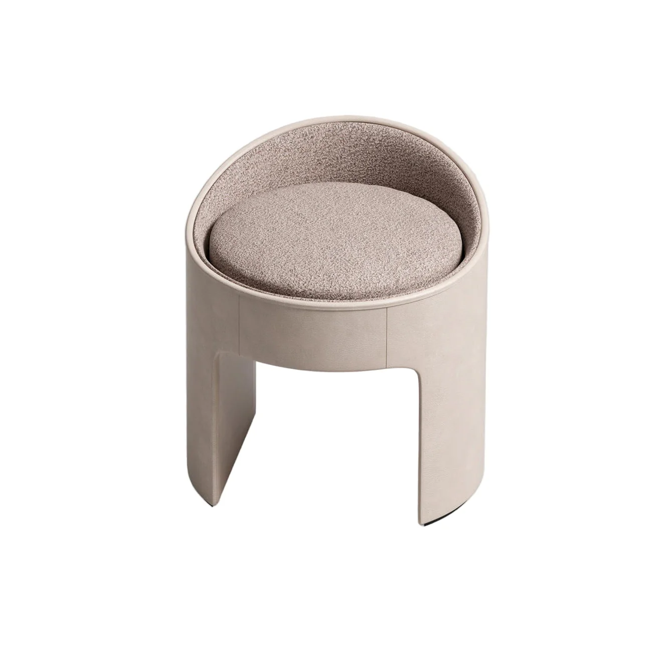 CREAM LEATHER ZOE POUF I ,150.00