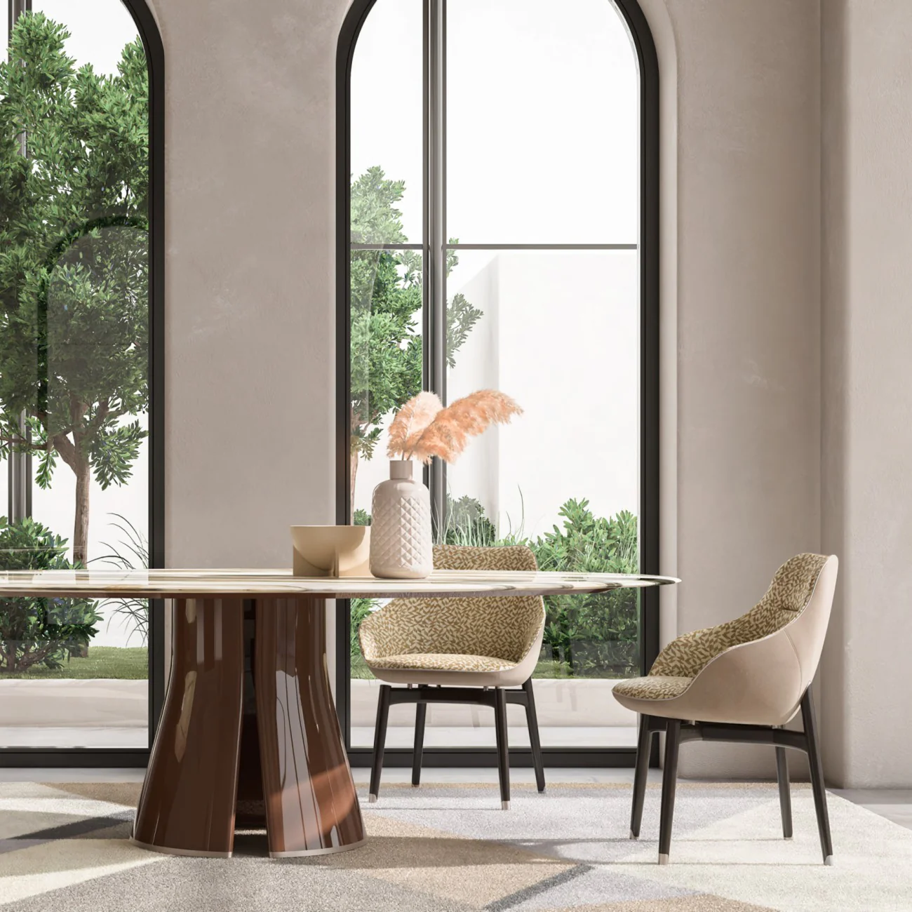 ROYAL LEATHER AND FABRIC DINING CHAIR WITH ARMS I $3,575.00 - Image 3