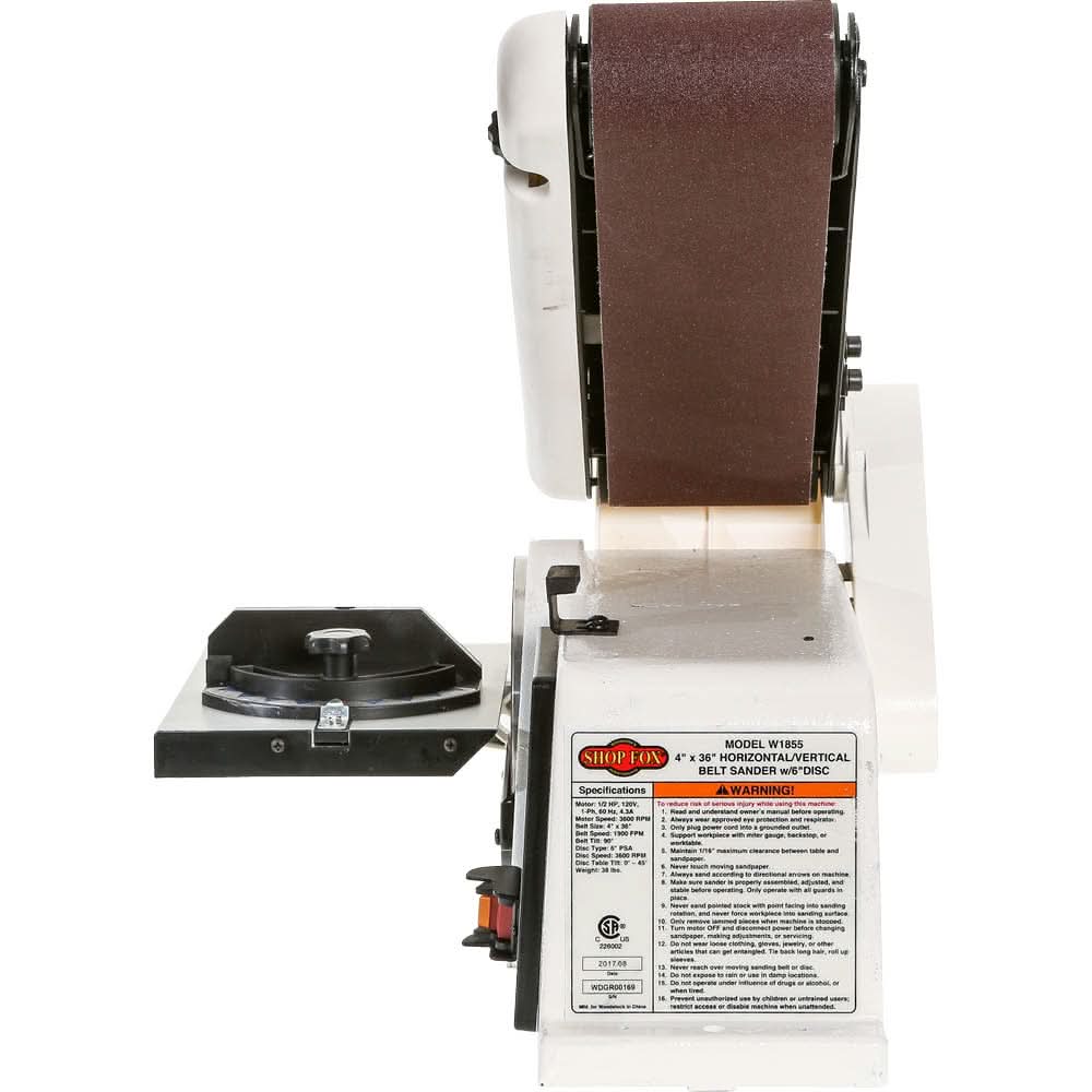 Shop Fox W1855 4-Inch x 36-Inch Horizontal / Vertical Belt Sander with 6-Inch Disc - Image 3