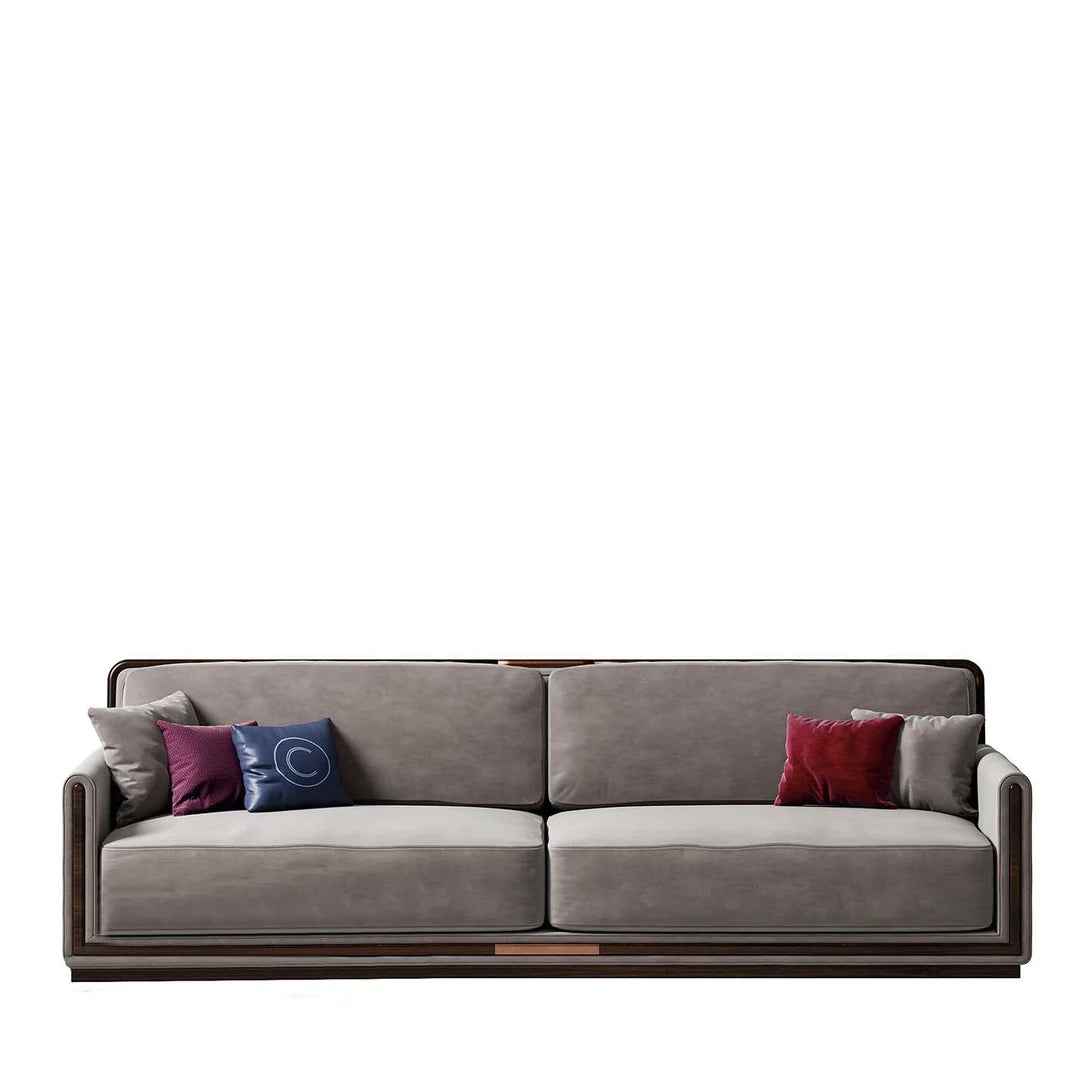 HOMOOD I GRAY LEATHER 3-SEATER SOFA  I ,840.00