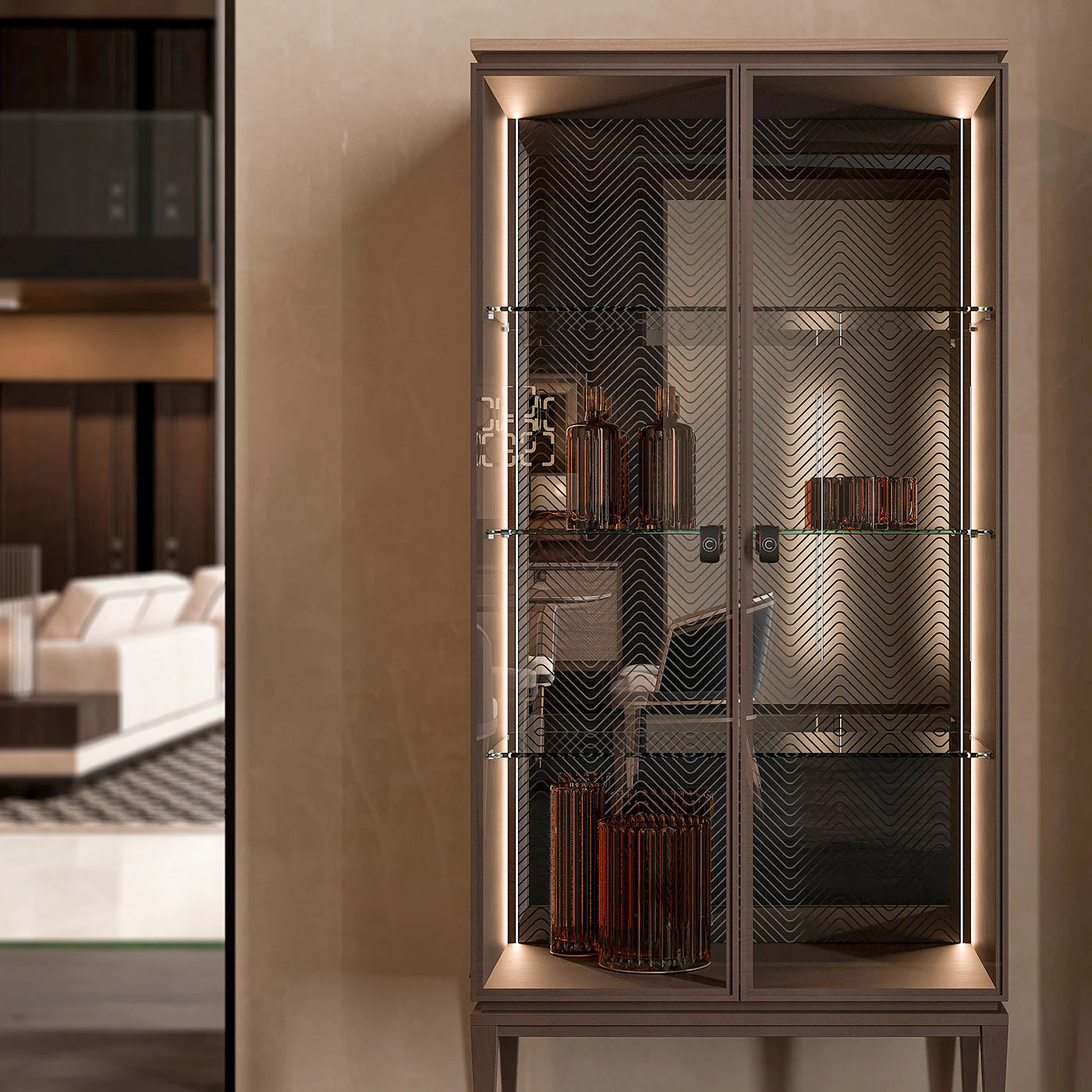 DRAGONFLY GLASS ENGRAVED DISPLAY CABINET - $12,650.00 - Image 2