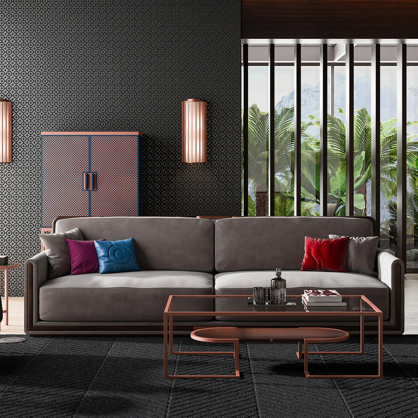 HOMOOD I GRAY LEATHER 3-SEATER SOFA  I $21,840.00 - Image 2