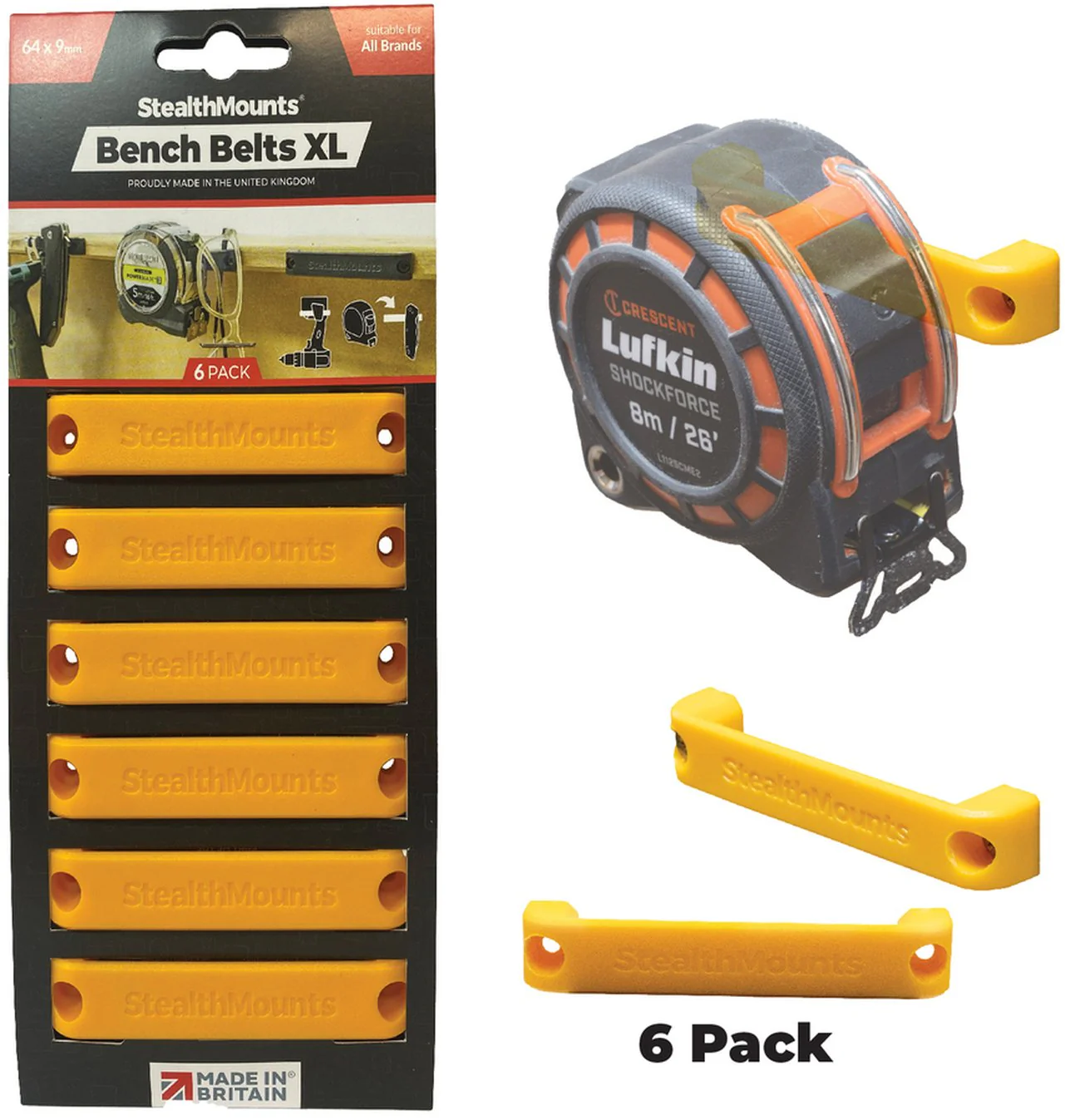 StealthMounts Bench Belts XL Mountable Tool Clips, 6-Pack - Image 2