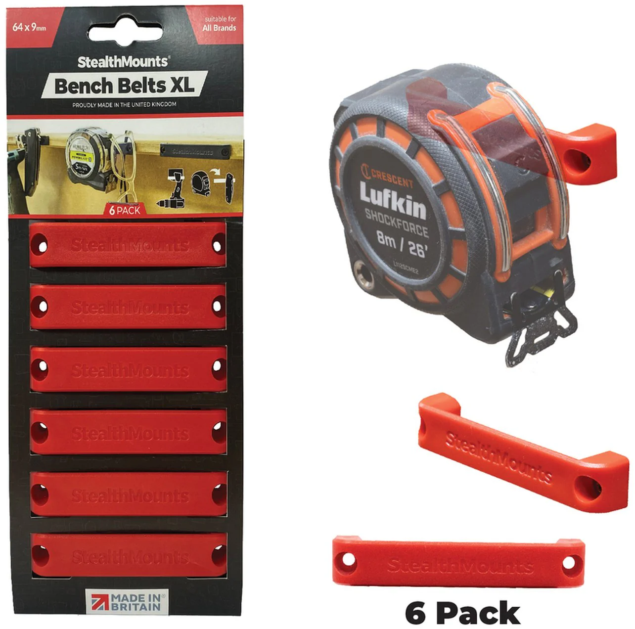 StealthMounts Bench Belts XL Mountable Tool Clips, 6-Pack - Image 3