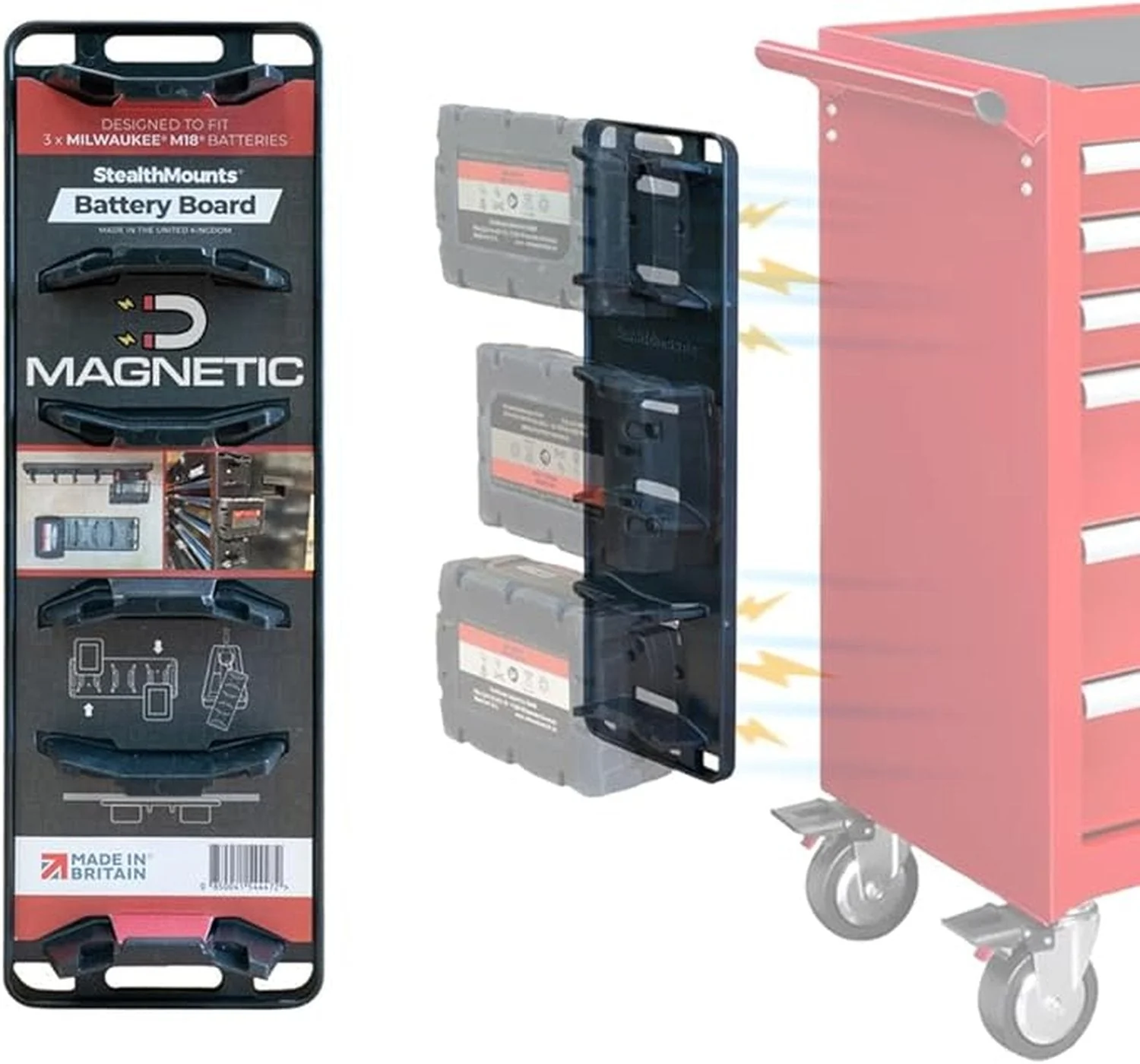 StealthMounts Magnetic Battery Holder for Milwaukee M18 Batteries - Image 1