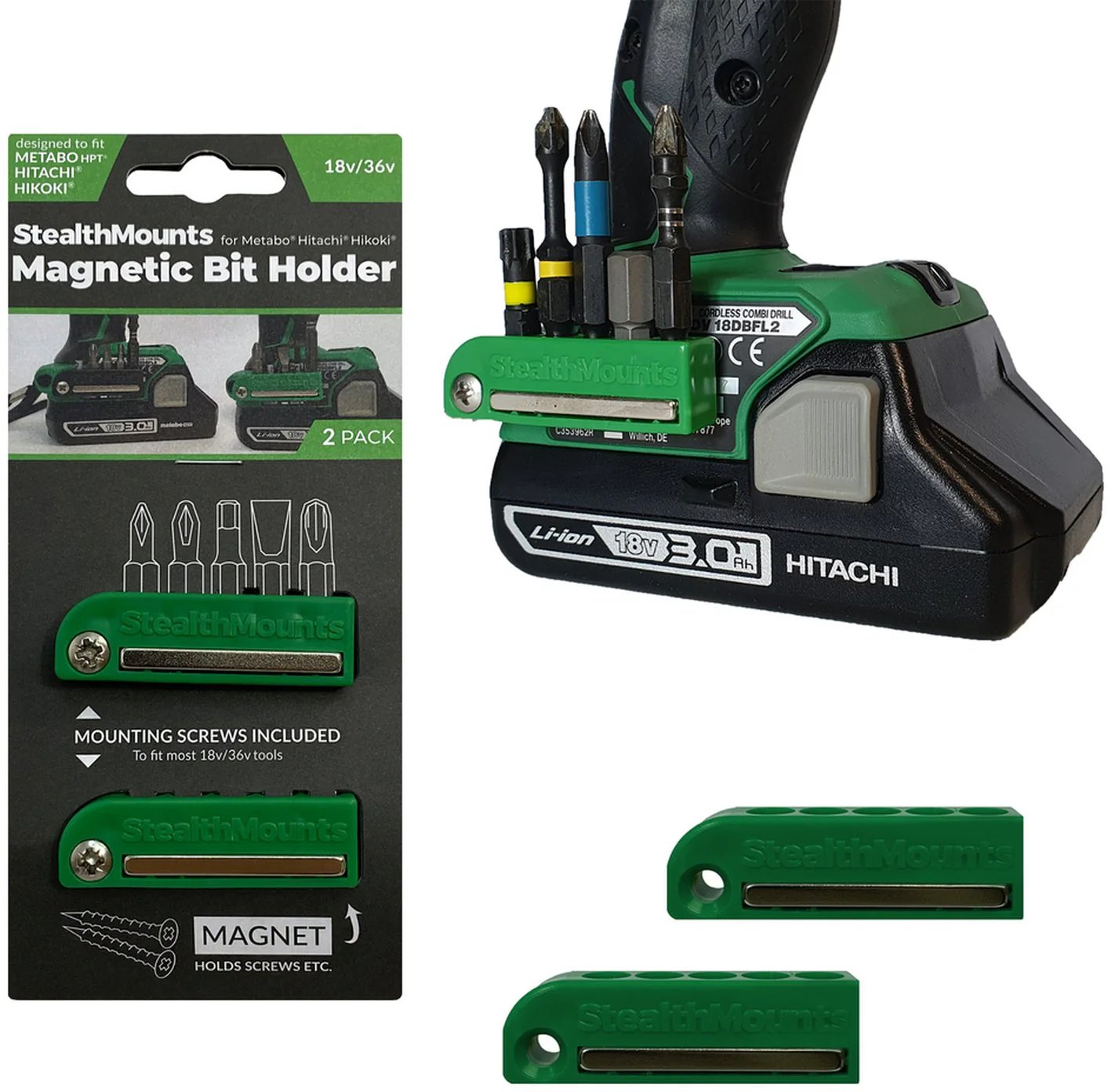 StealthMounts Magnetic Bit Holder for HIKOKI / Metabo HPT / Hitachi Tools, 2-Pack - Image 2