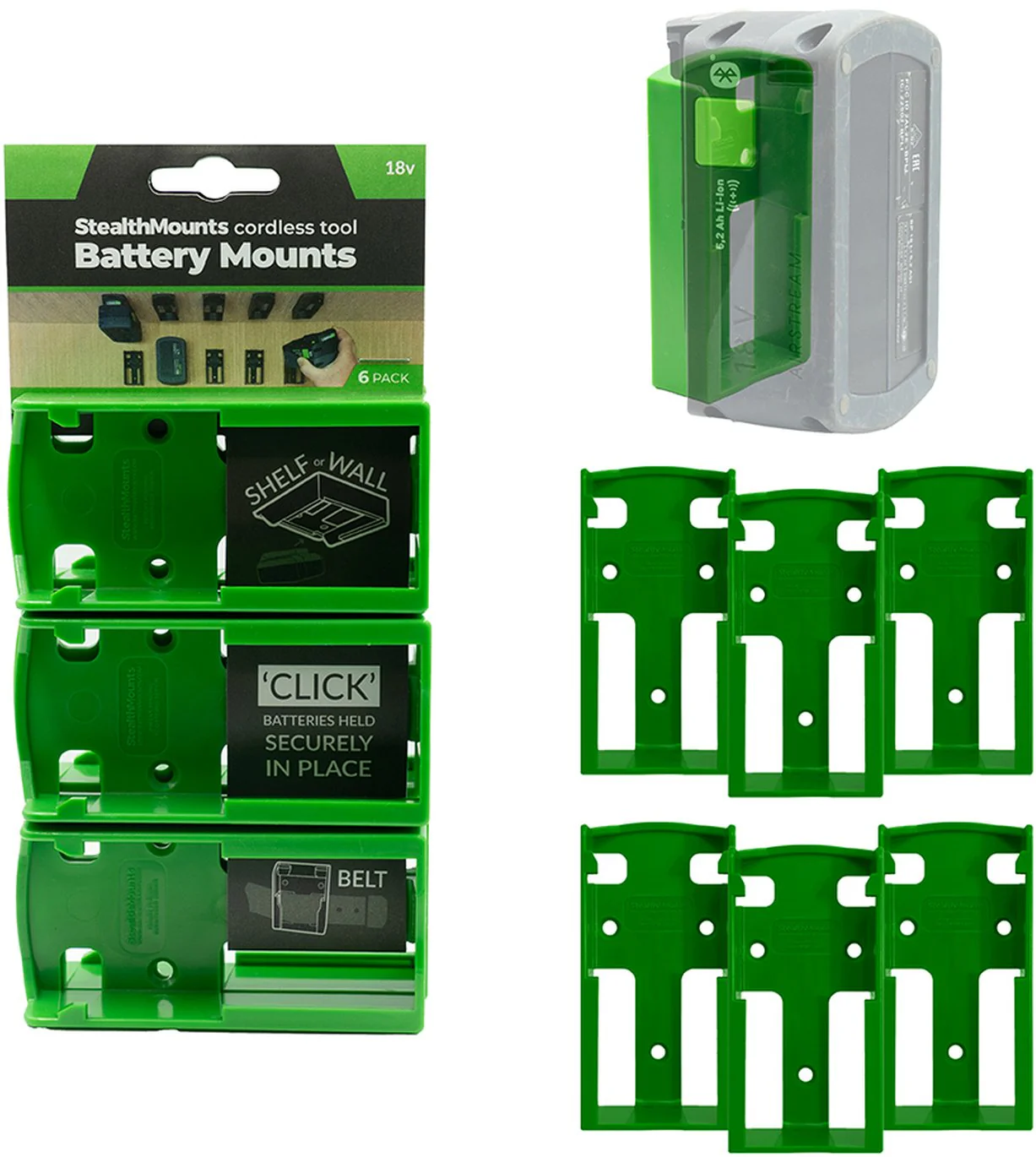 StealthMounts Battery Mounts for Festool 18V, 6-Pack - Image 2