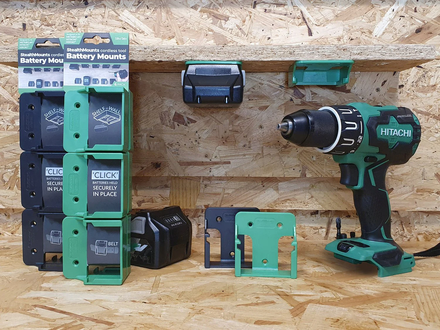 StealthMounts Battery Mounts for Metabo HPT, 6-Pack - Image 3