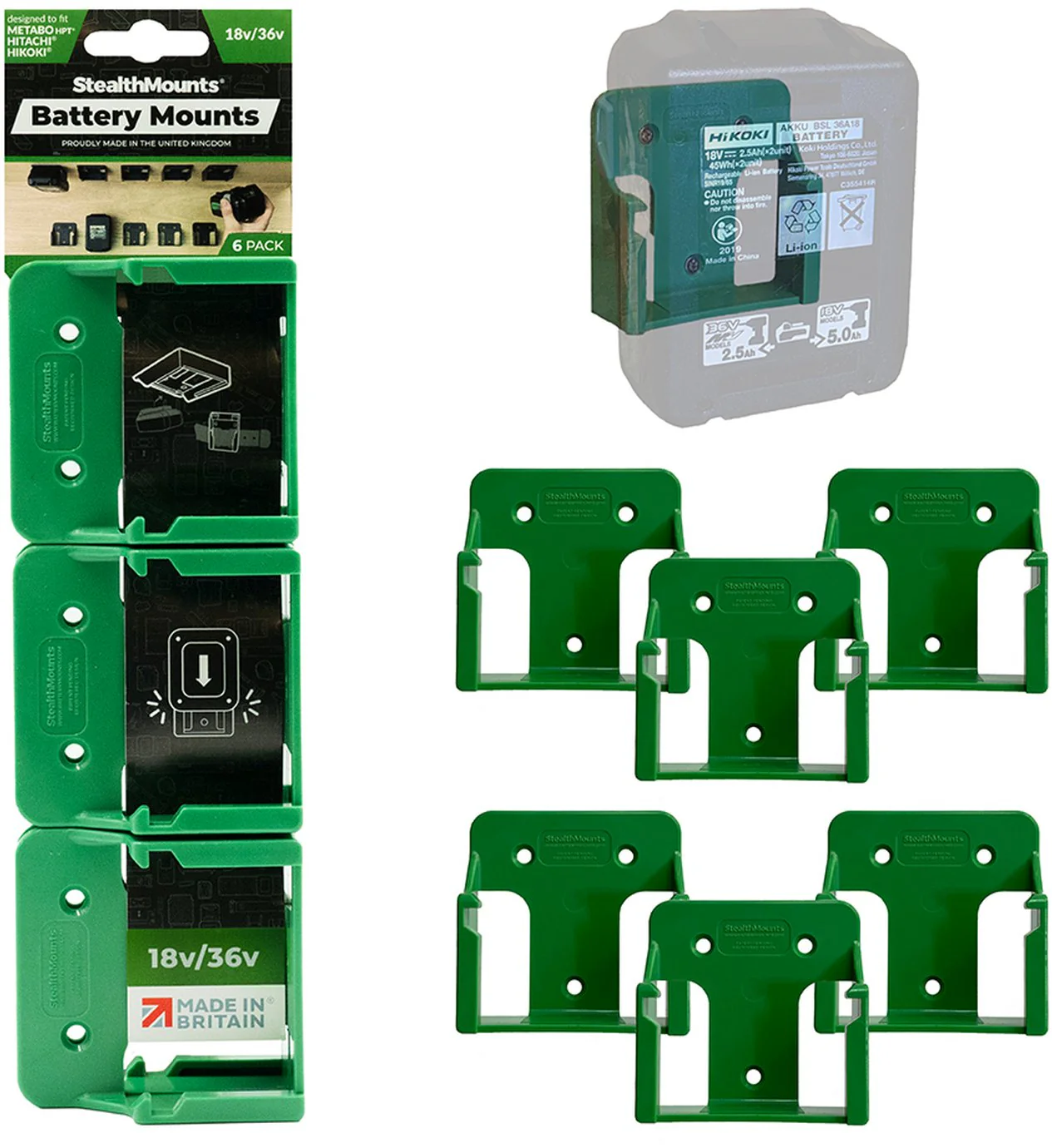 StealthMounts Battery Mounts for Metabo HPT, 6-Pack - Image 2