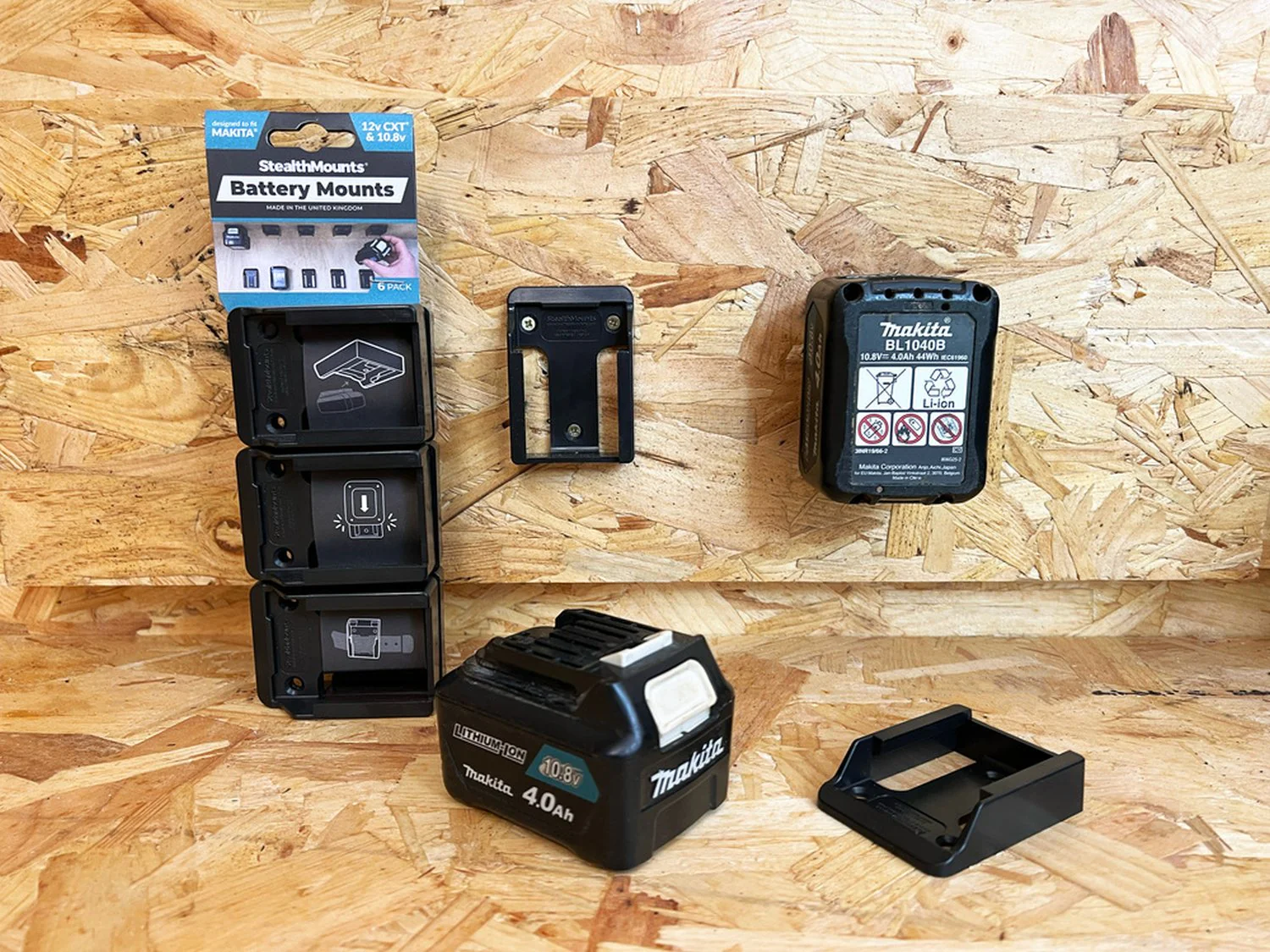 StealthMounts Battery Mounts for Makita 10.8V / 12V CXT Black, 6-Pack - Image 3