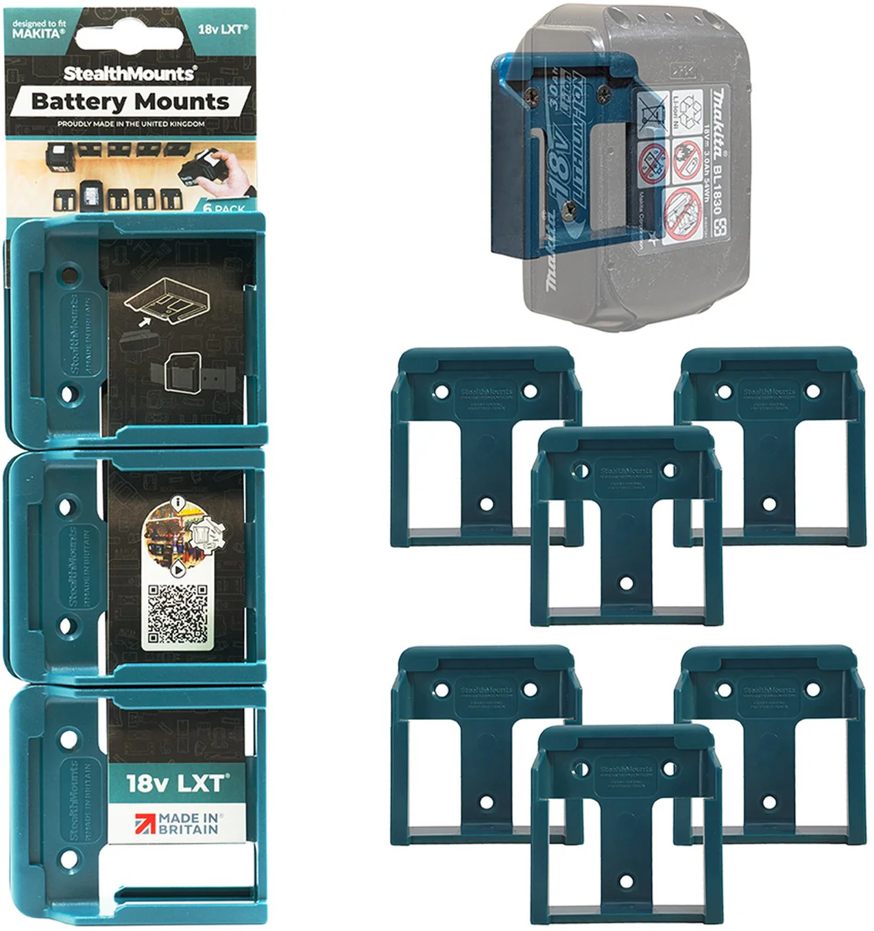 StealthMounts Battery Mounts for Makita 18V LXT, 6-Pack - Image 2
