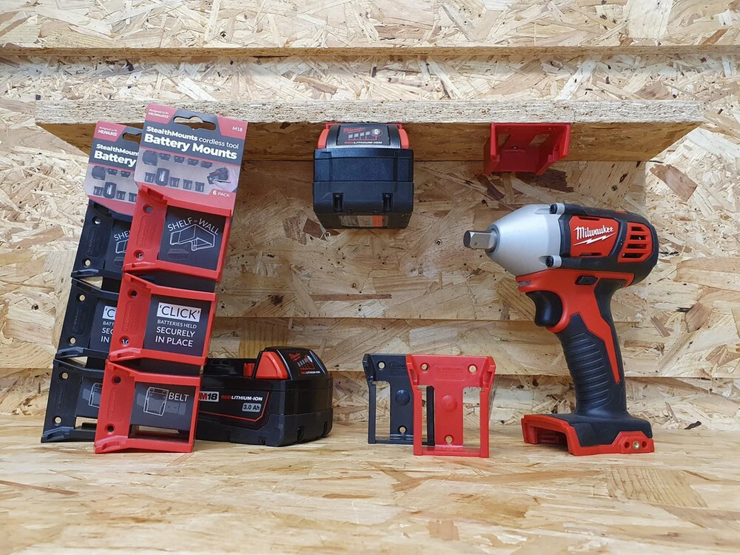 StealthMounts Battery Mounts for Milwaukee M18, 6-Pack - Image 3