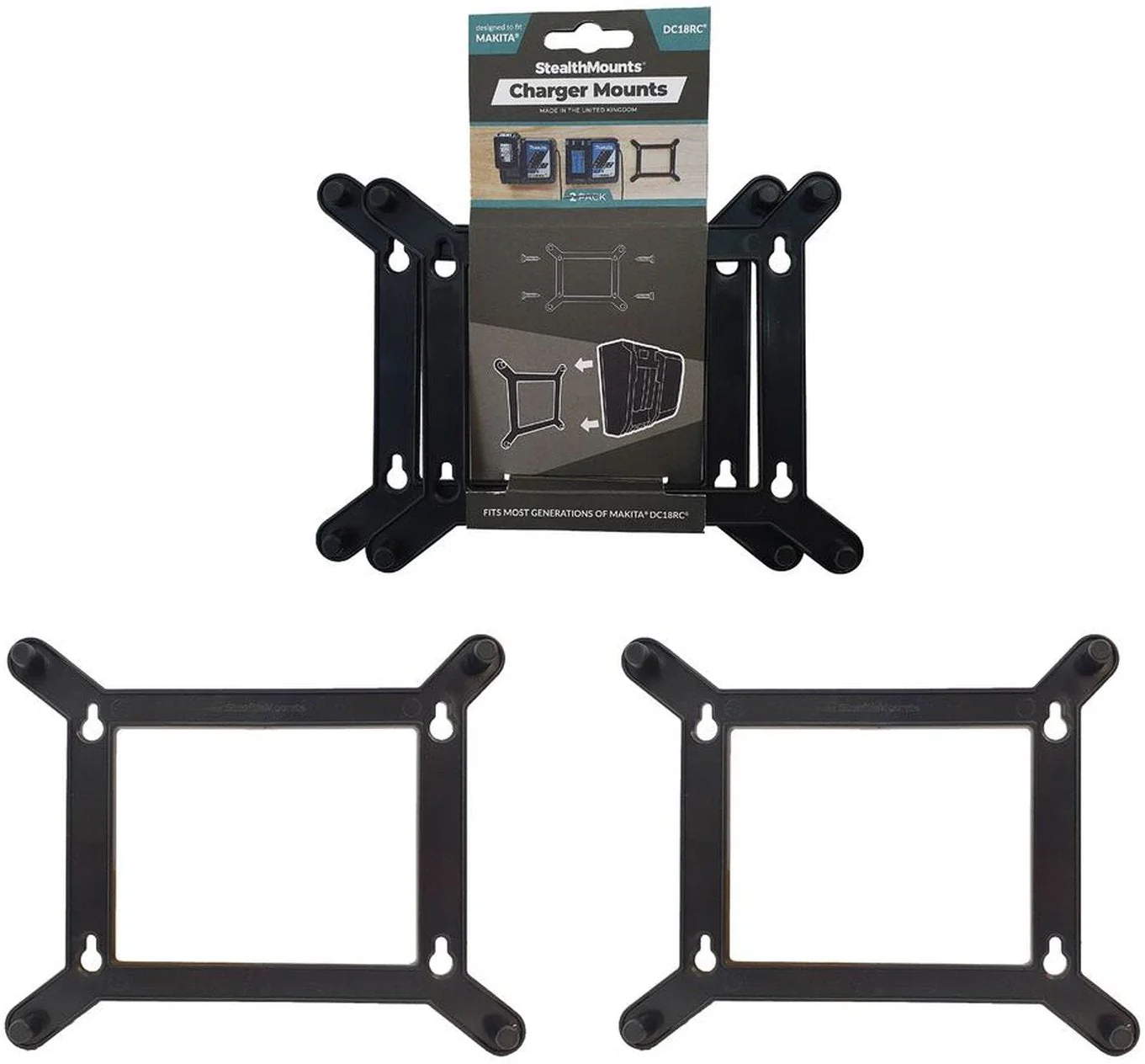 StealthMounts Charger Mounts for Makita DC18RC, 2-Pack