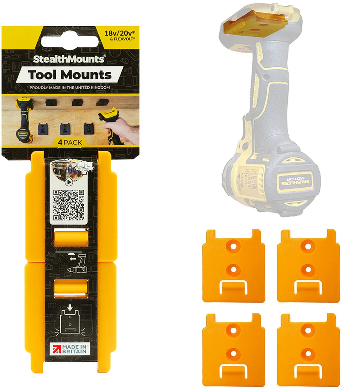 StealthMounts Tool Mounts for DeWALT 18V/20V & Flexvolt, 4-Pack - Image 2