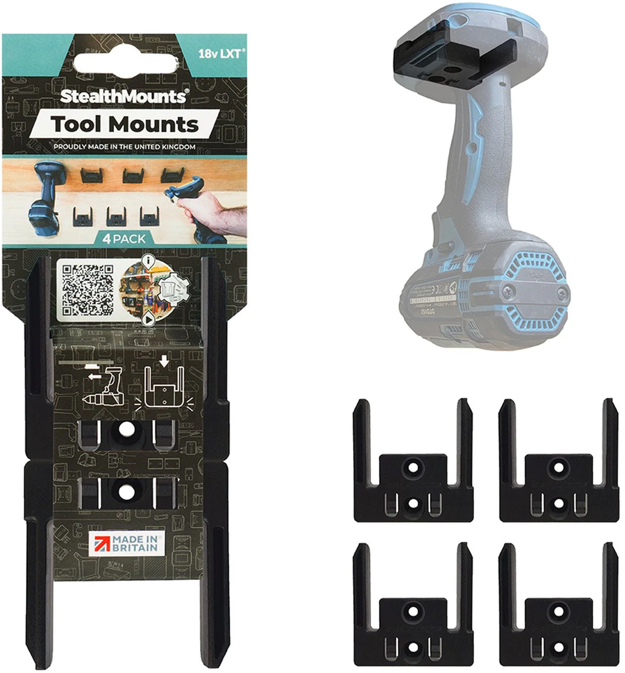 StealthMounts Tool Mounts for Makita 18V LXT, 4-Pack - Image 1
