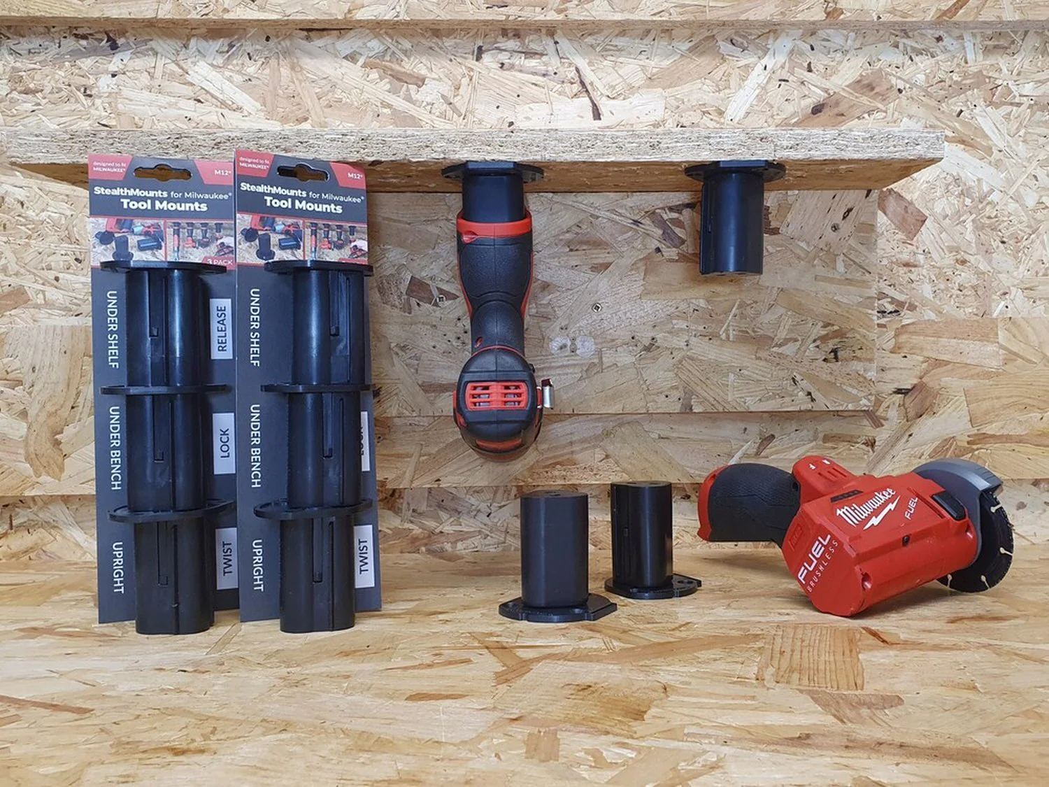 StealthMounts Tool Mounts for Milwaukee M12 Black, 3-Pack - Image 2