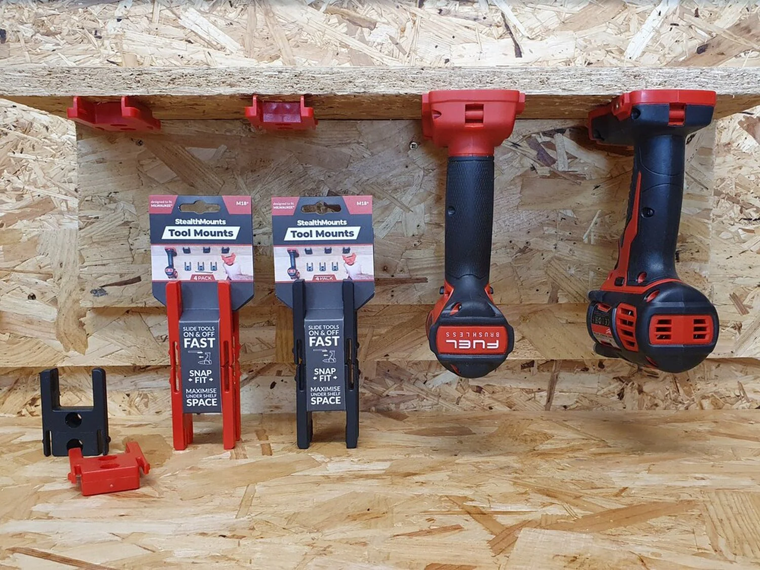 StealthMounts Tool Mounts for Milwaukee M18, 4-Pack - Image 3
