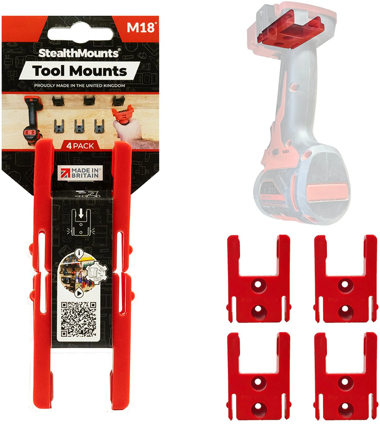 StealthMounts Tool Mounts for Milwaukee M18, 4-Pack - Image 2