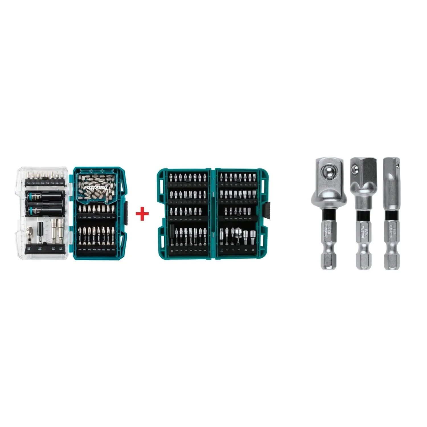 Makita Impact XPS 50 Pc. Impact Driving & Fastening Bit Set with Impact XPS 60 Pc. Impact Bit Set & Impact XPS 3 Pc. Square 2" Socket Adapter Set - Image 1