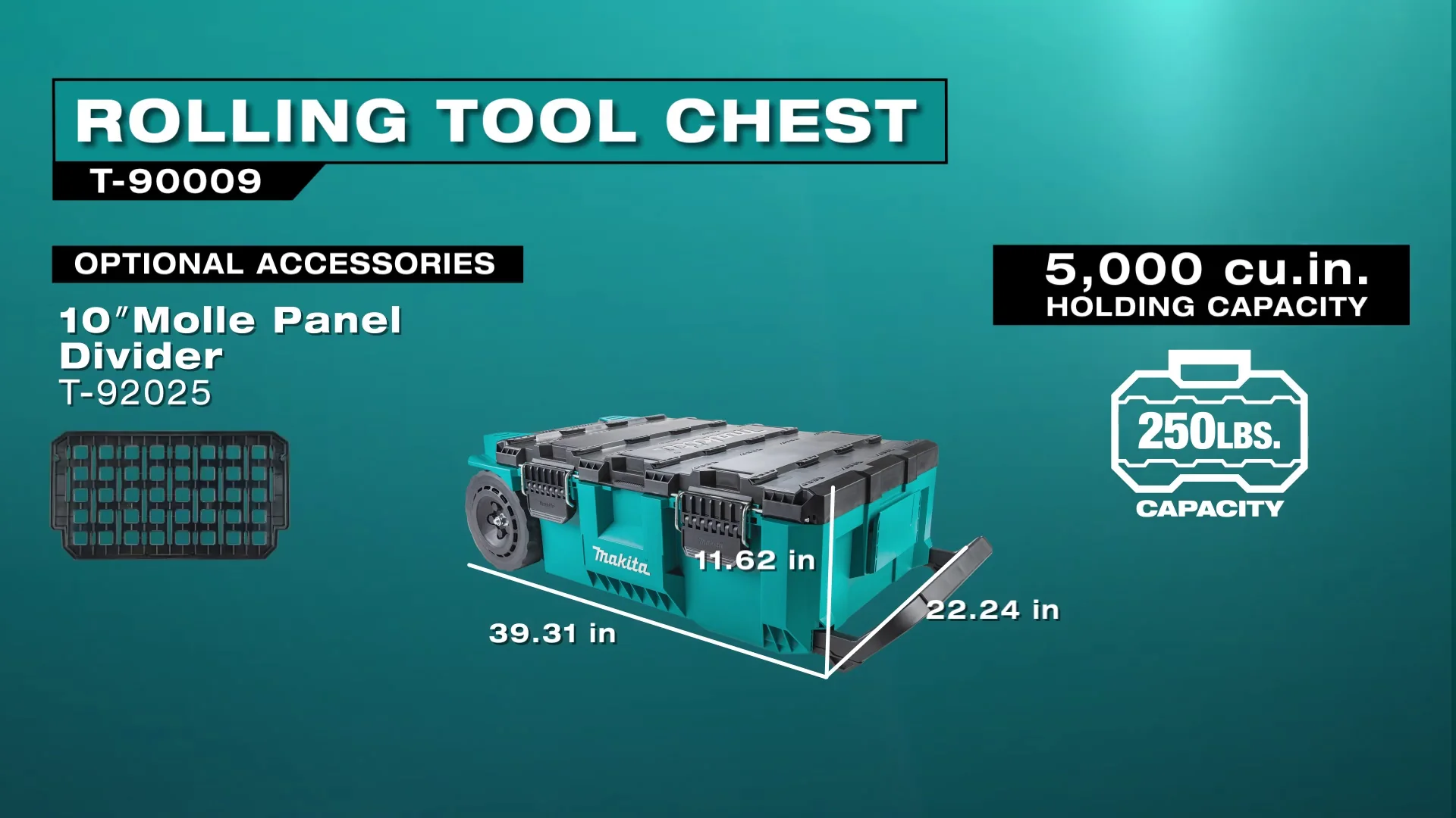 Makita T-90009 MAKTRAK Rolling Tool Chest with Molle 10-in. Panel Divider 2-Pk - Image 3