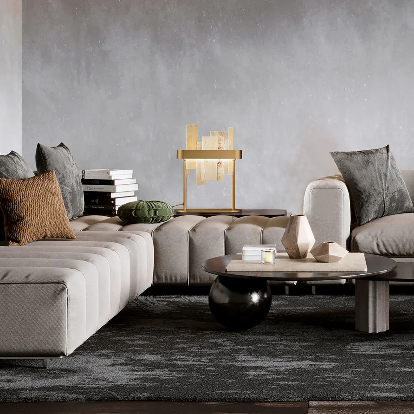 MASIERO | HONICE ONYX MARBLE AND GOLD FINISH METAL TABLE LAMP #1 | $3,350.00 - Image 2