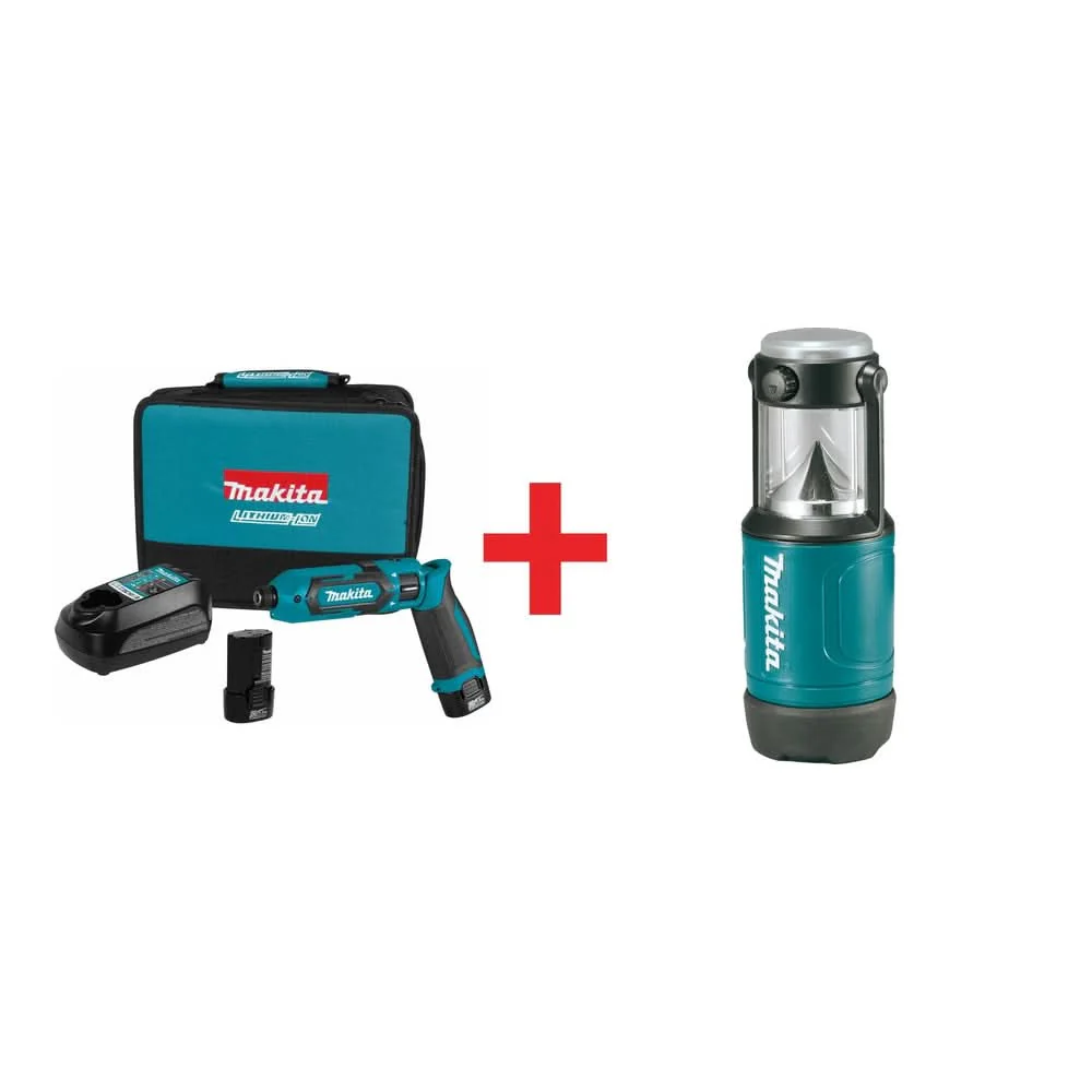Makita 7.2V Cordless 1/4" Hex Impact Driver Kit plus 12V max Cordless L.E.D. Lantern/Flashlight - Image 1