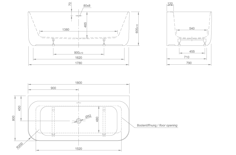 TIDYWALL 180 ACRYLIC BATH TUB | PIETRA CASA BRAND | $10,653.66 - Image 3