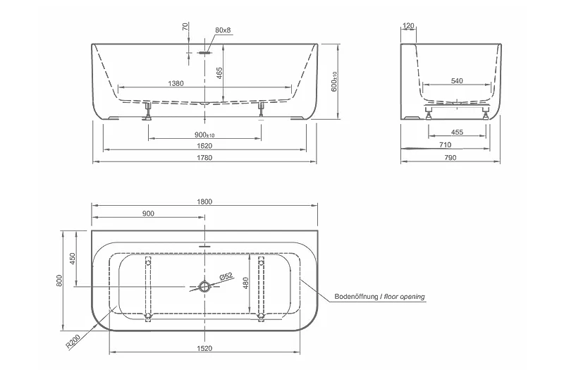 TIDY WALL 170 ACRYLIC BATH TUB | PIETRA CASA BRAND | $8,723.09 - Image 3
