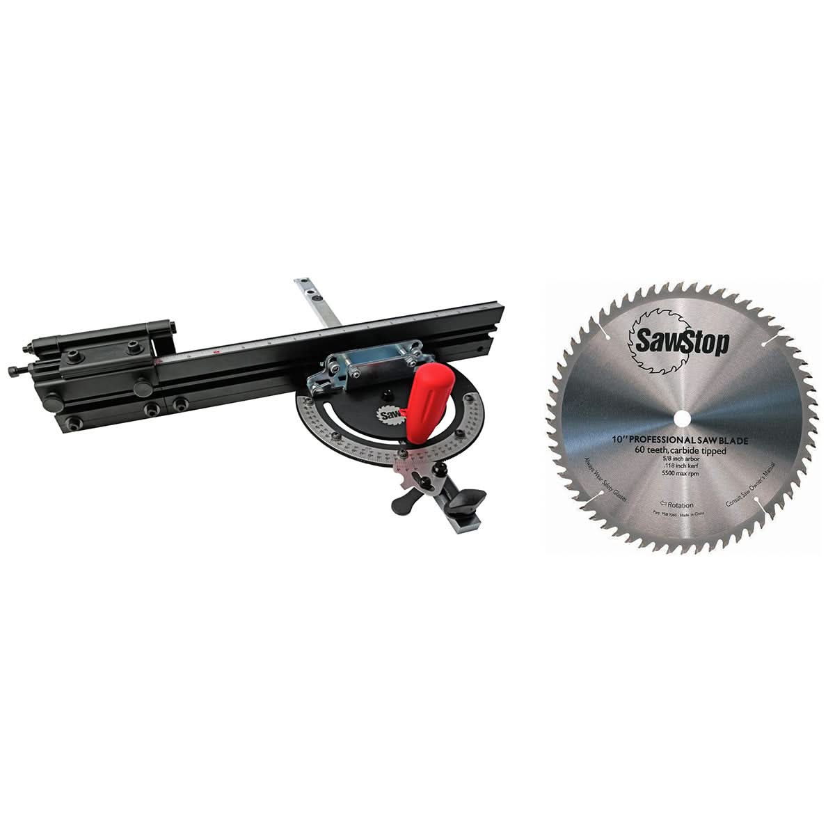 SawStop Scale Miter Gauge with Sawstop 60-Tooth  Combination Table Saw Blade - Image 1