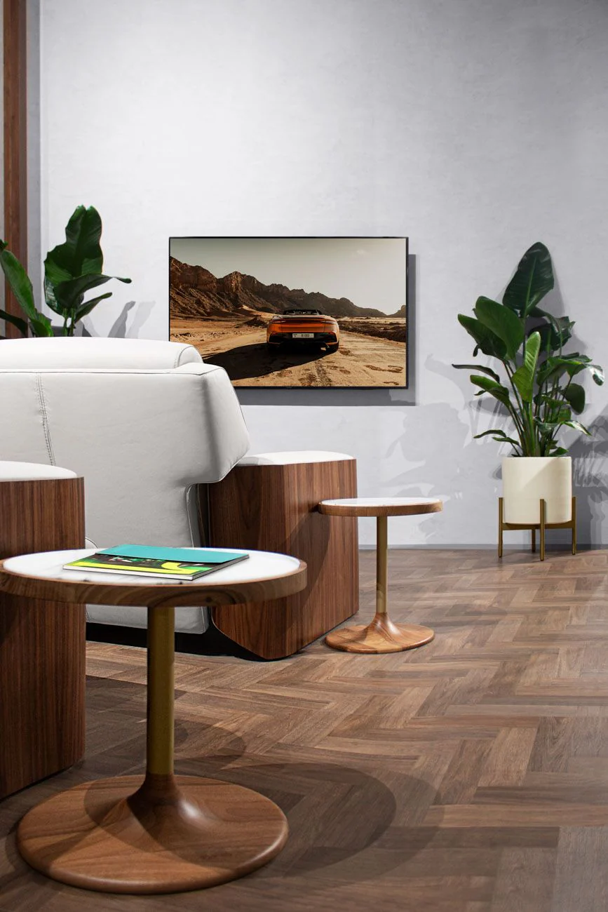 ASTON MARTIN HOME | V212 WOOD AND MARBLE SIDE TABLE | $6,250 - Image 2