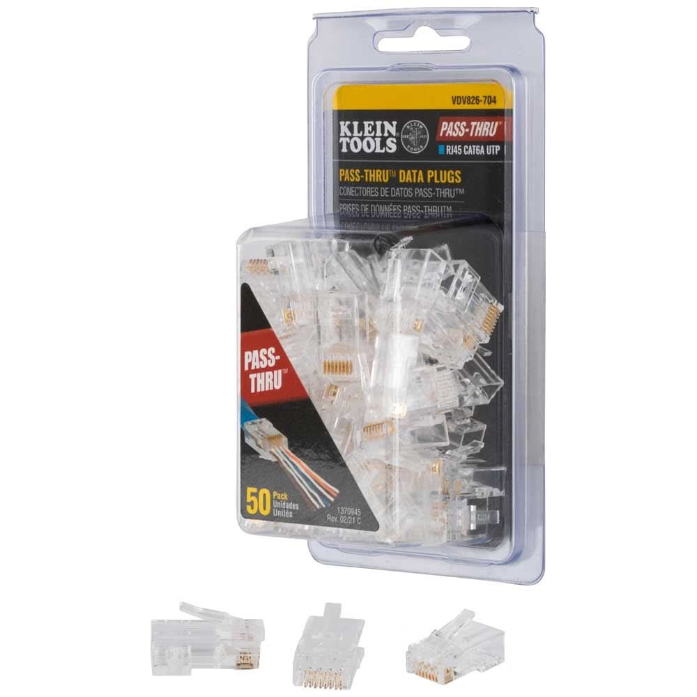 Klein Tools VDV826-704 Pass-Thru Modular Data Plugs, RJ-45-CAT6A, UTP, 50-Pack - Image 1