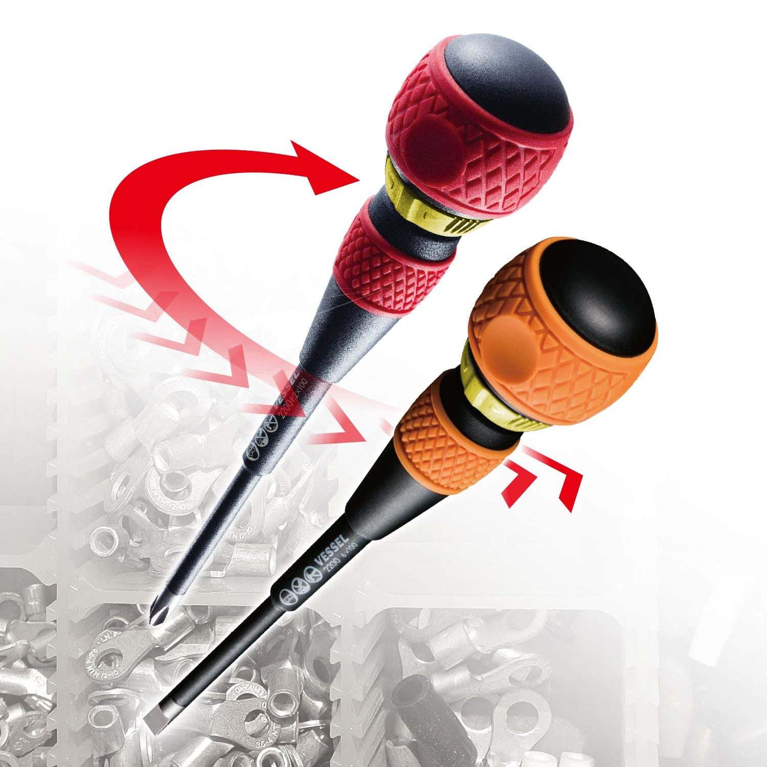 Vessel 22002N3EVA BALL RATCHET Screwdriver 2-Piece with 3-Piece Replacement Blade Set - Image 3