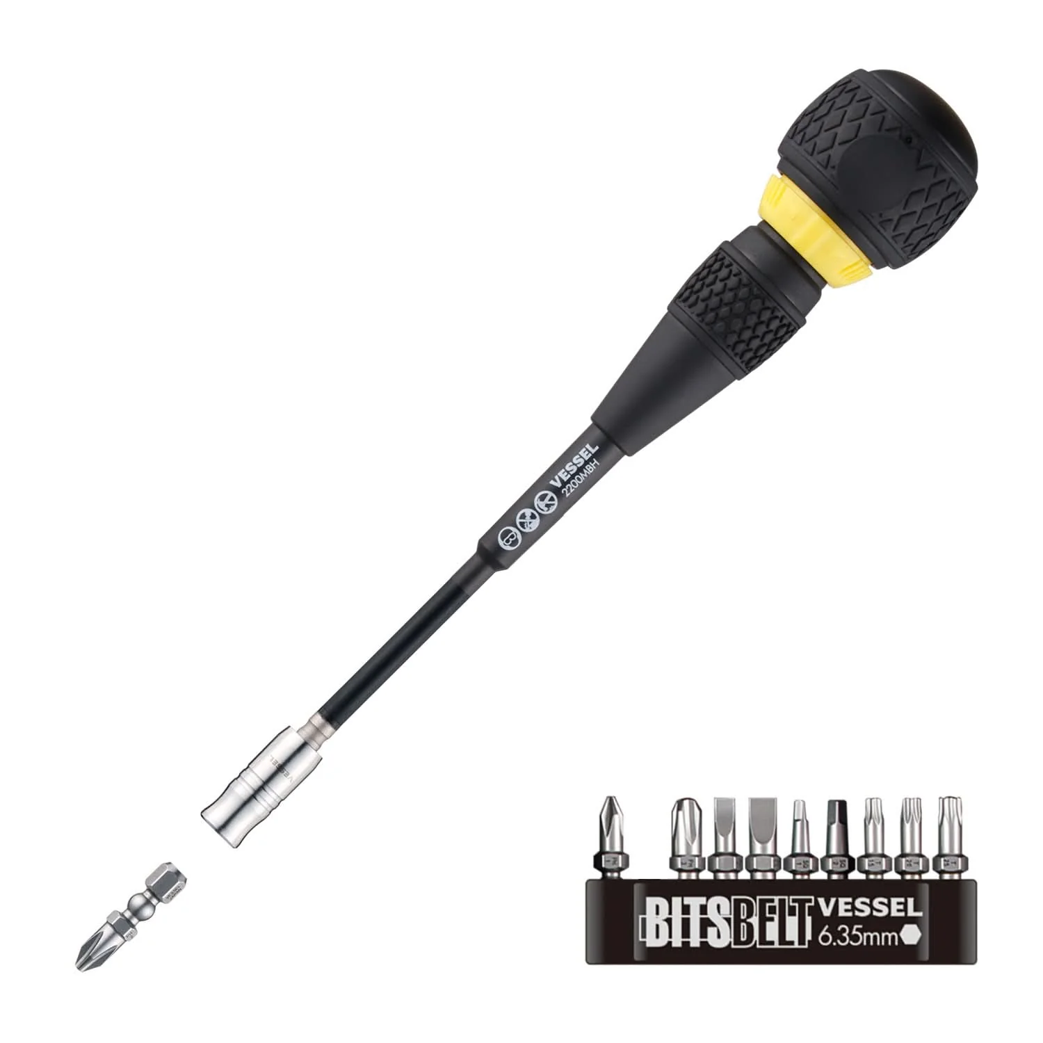 Vessel 2200MBH120K01 BALL GRIP™ Interchangeable Ratchet Screwdriver - Image 1