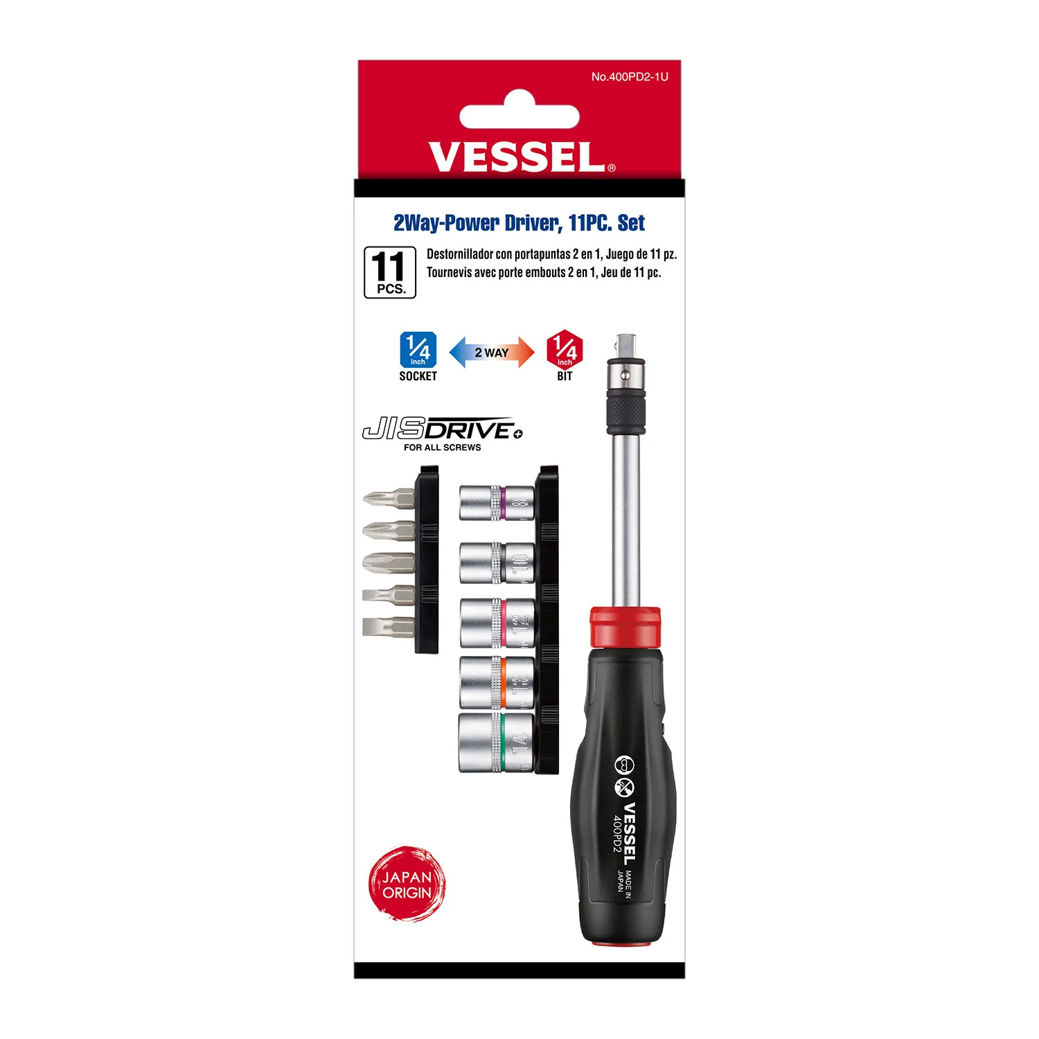 Vessel 400PD21U 2 Way-Power Driver, 11-Piece Set - Image 1