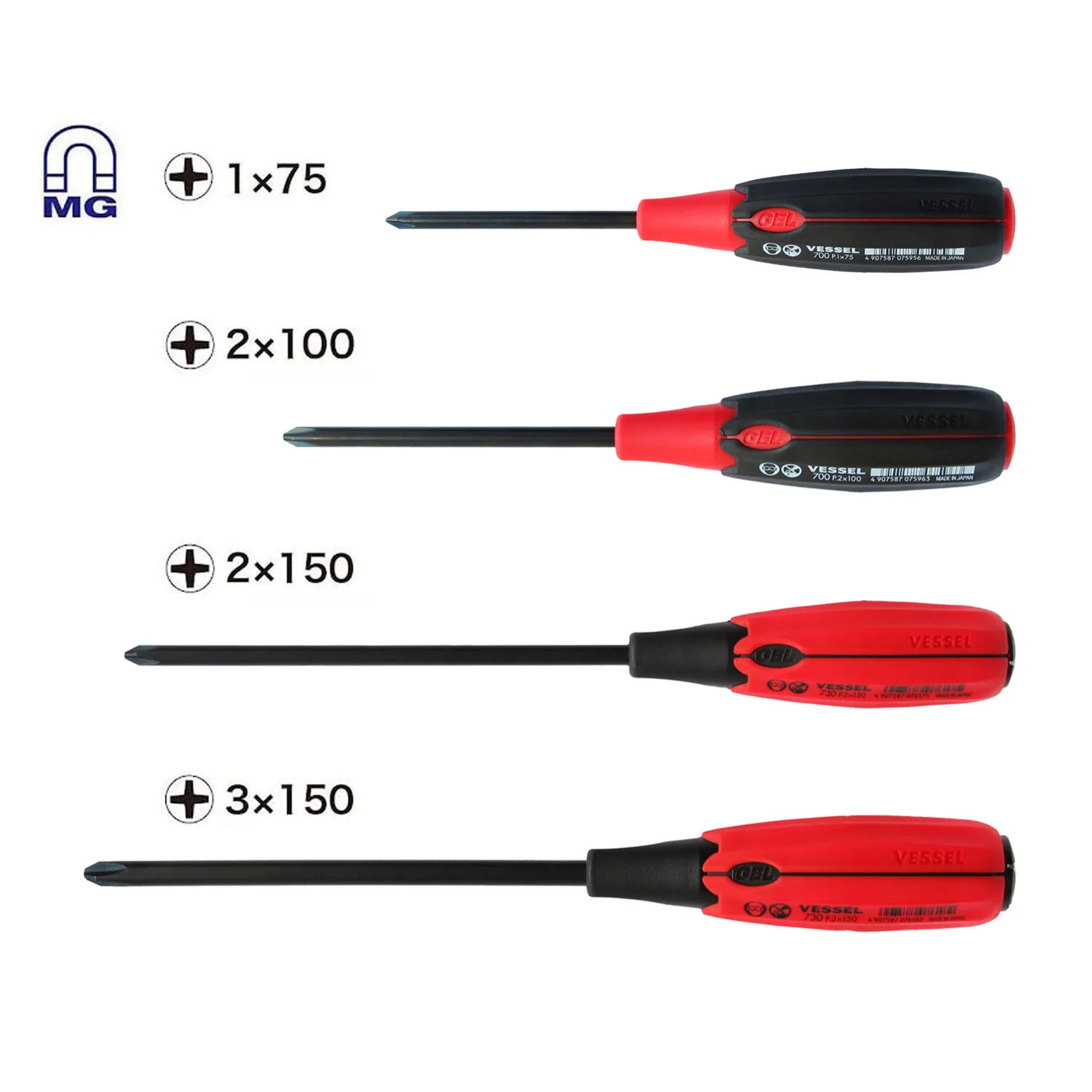 Vessel 7304JSPB SUPER CUSHION JISDRIVE Screwdriver 4-Piece Set - Image 2