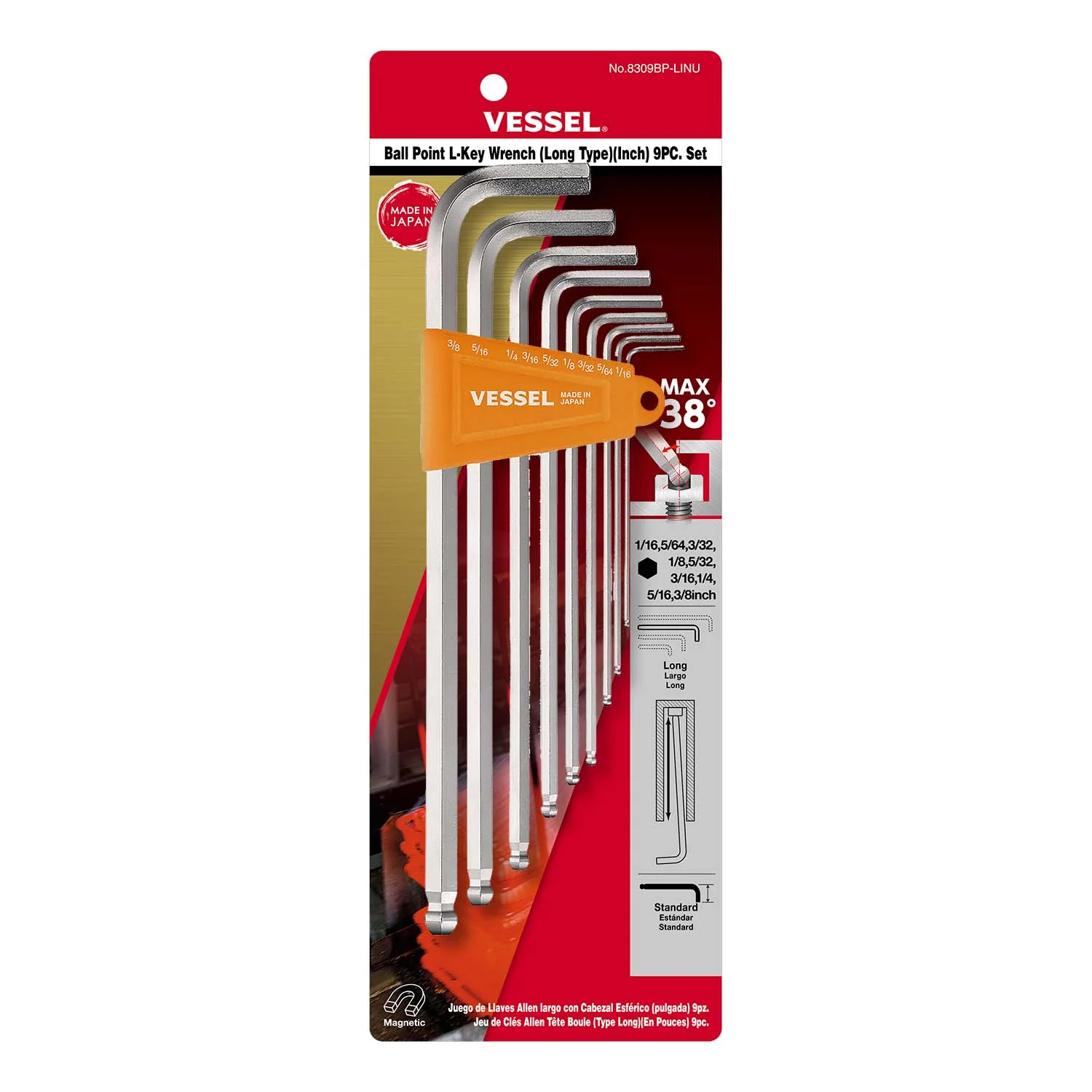 Vessel 8309BPLINU Ball Point Wrench - Image 1