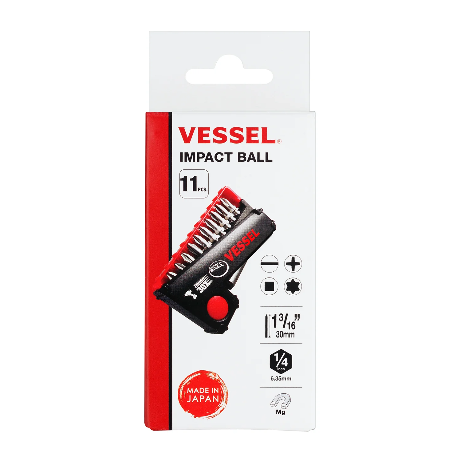 Vessel IB11P02U IMPACT BALL Torsion Bit 10+1 -Piece Set in POP-UP CASE - Image 1