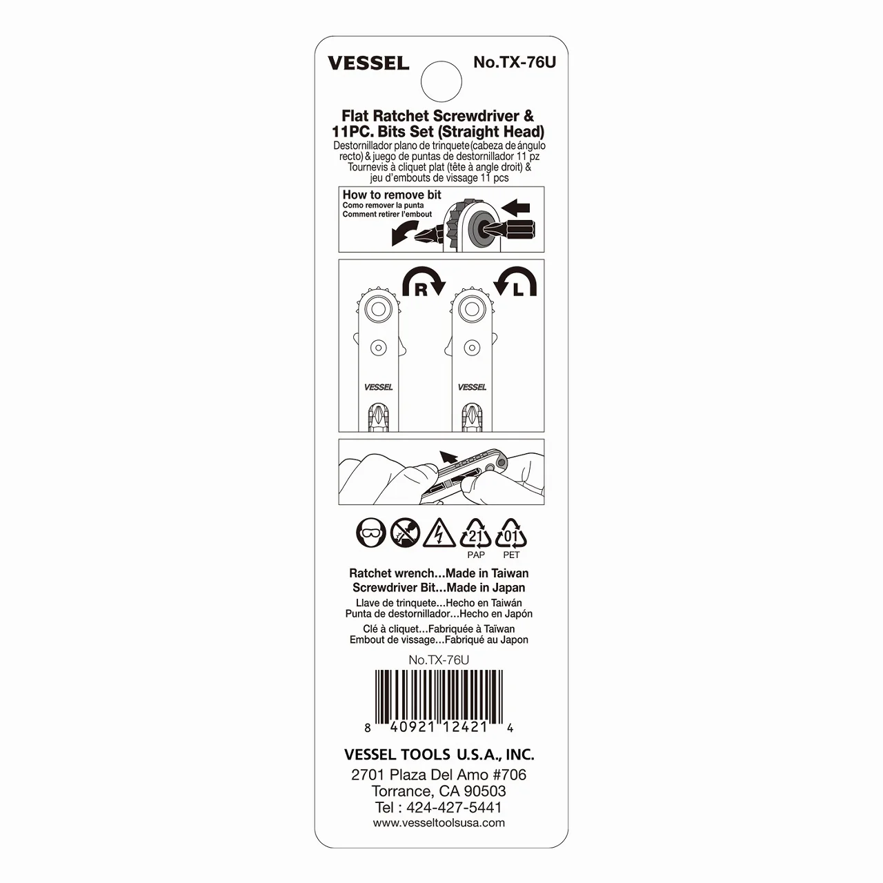 Vessel TX76U Flat-shaped Ratchet Screwdriver - Image 3