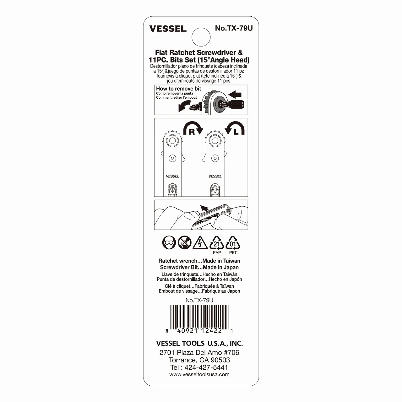 Vessel TX79U Flat-shaped Ratchet Screwdriver - Image 3