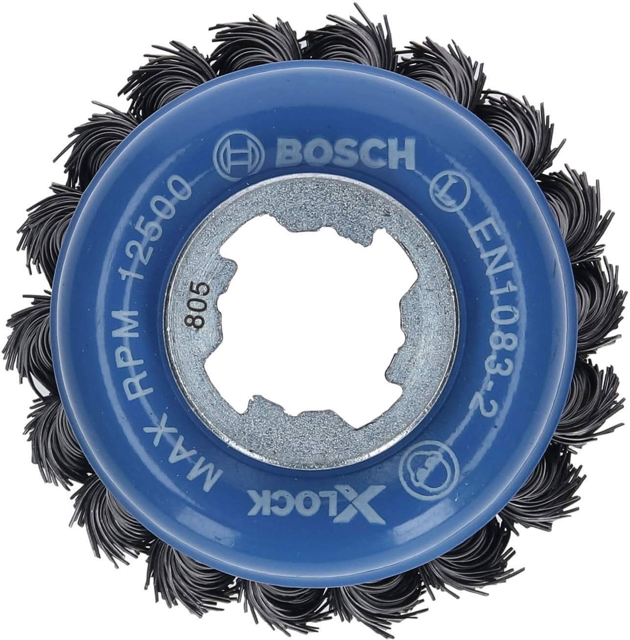 Bosch WBX328 X-Lock 3" Cup Brush, Knotted, Carbon Steel - Image 3