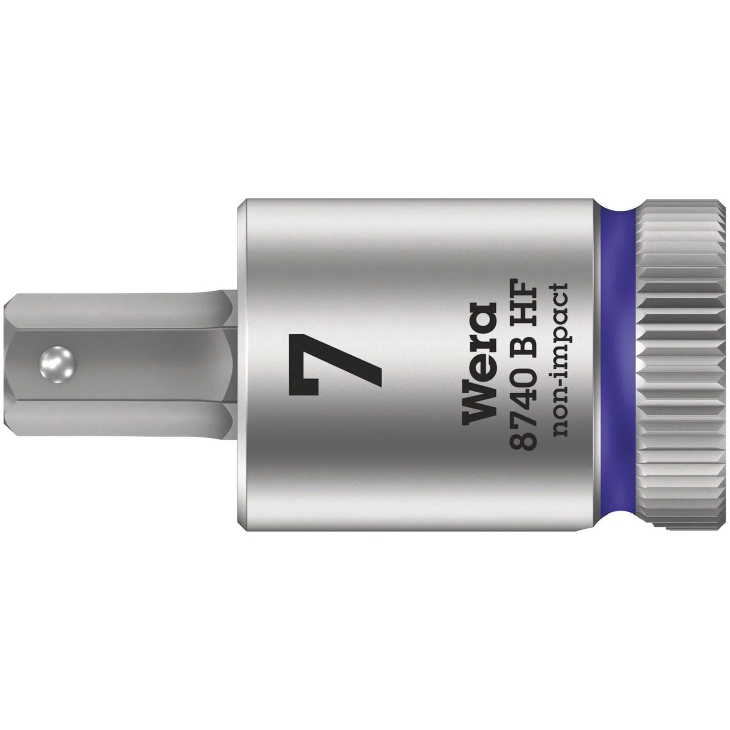 Wera 8740 B Hf Zyklop Bit Socket With Holding Function, 3/8-in. Drive, 7x38.5-mm. - Image 1