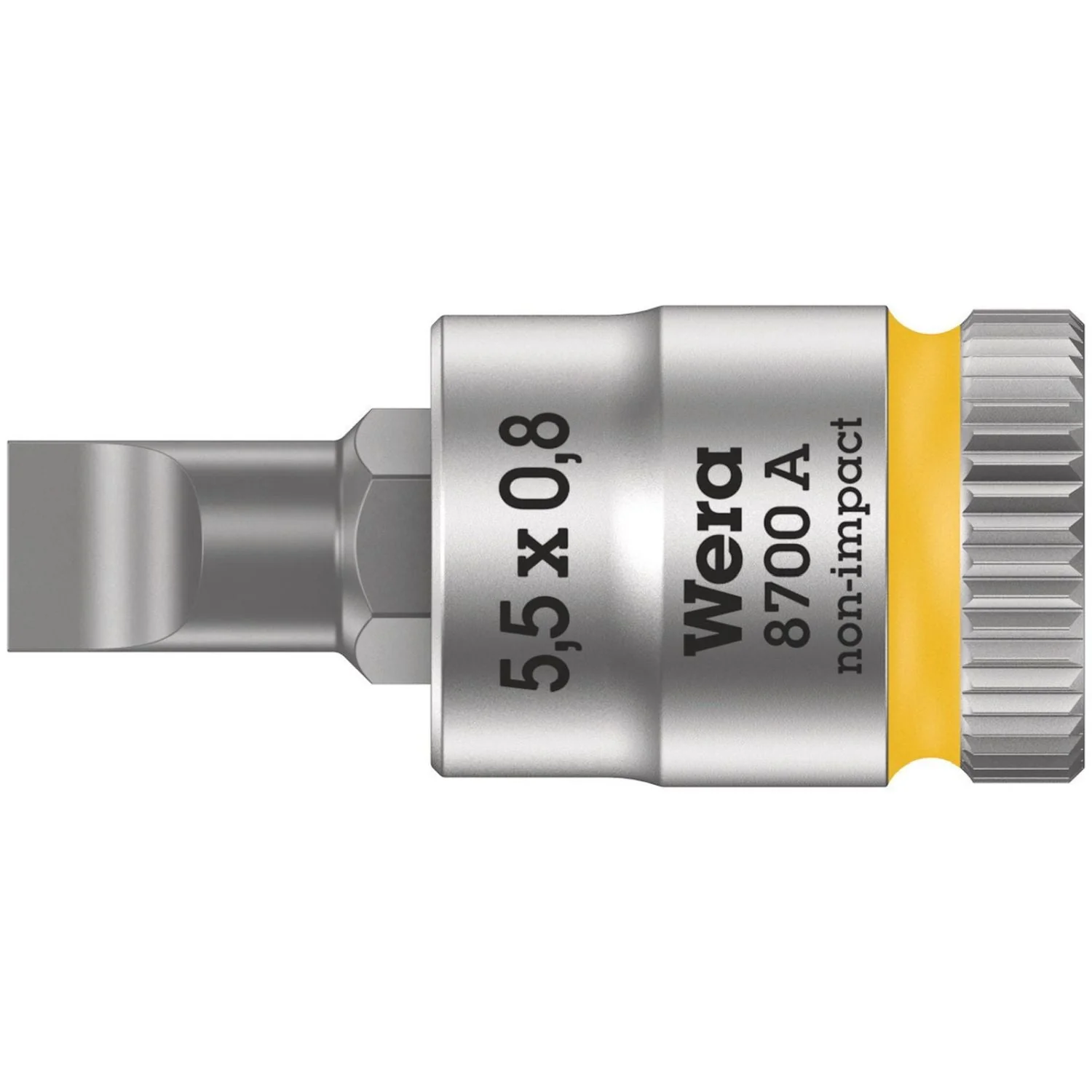 Wera 8700 A Fl Slotted Screws Zyklop Bit Socket, 1/4-in. Drive, 0.8×5.5×28-mm.