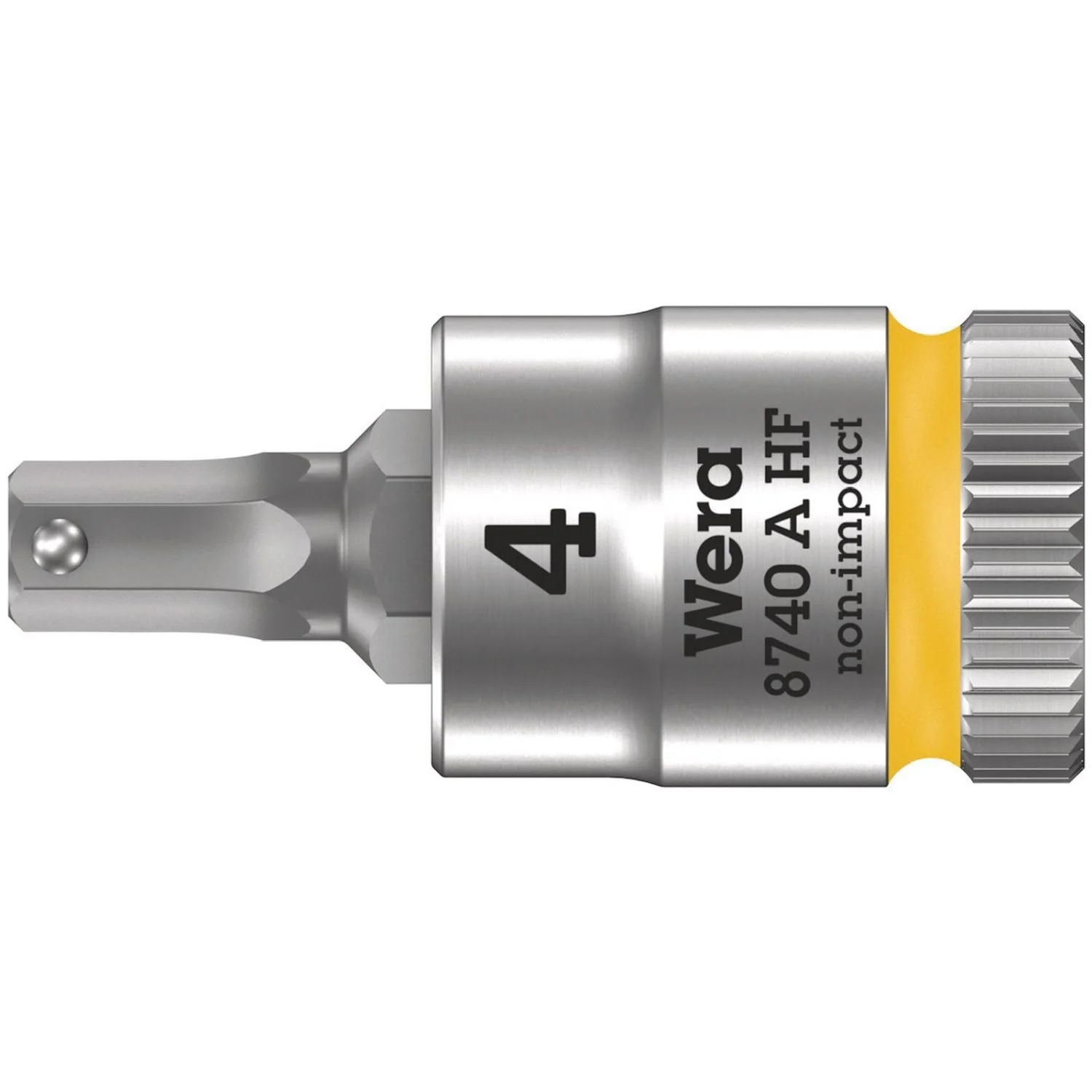 Wera 8740 A Hf Zyklop Bit Socket With Holding Function, 1/4-in. Drive, 4x28-mm. - Image 1