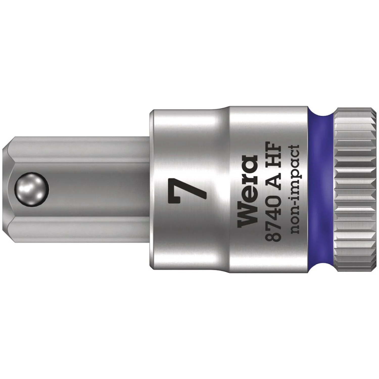 Wera 8740 A Hf Zyklop Bit Socket With Holding Function, 1/4-in. Drive, 7x28-mm. - Image 1
