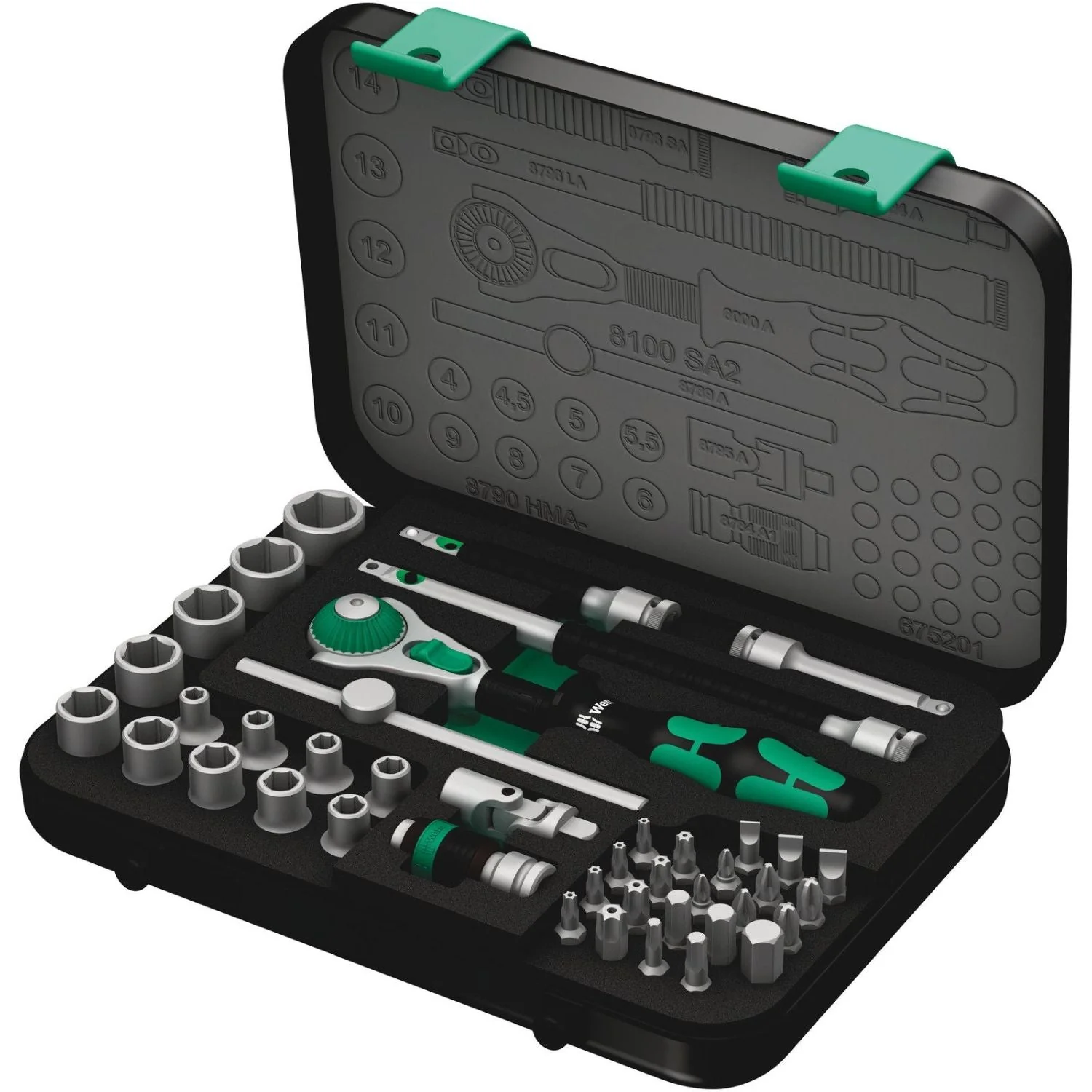 Wera 8100 Sa 2 Zyklop Speed Ratchet Set, 1/4-in. Drive, Metric, 42-Pieces - Image 1