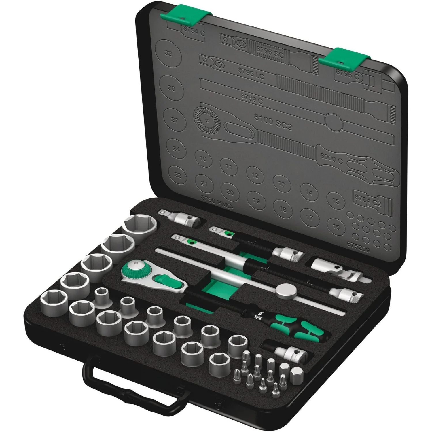 Wera 8100 Sc 2 Zyklop Speed Ratchet Set, 1/2-in. Drive, Metric, 37-Pieces - Image 2