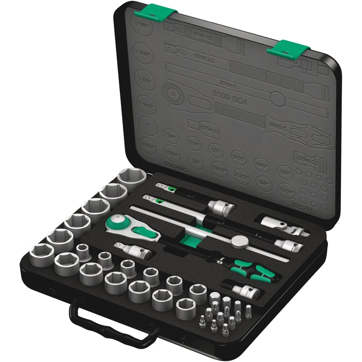 Wera 8100 Sc 4 Zyklop Speed Ratchet Set, 1/2-in. Drive, Imperial, 38-Pieces - Image 2