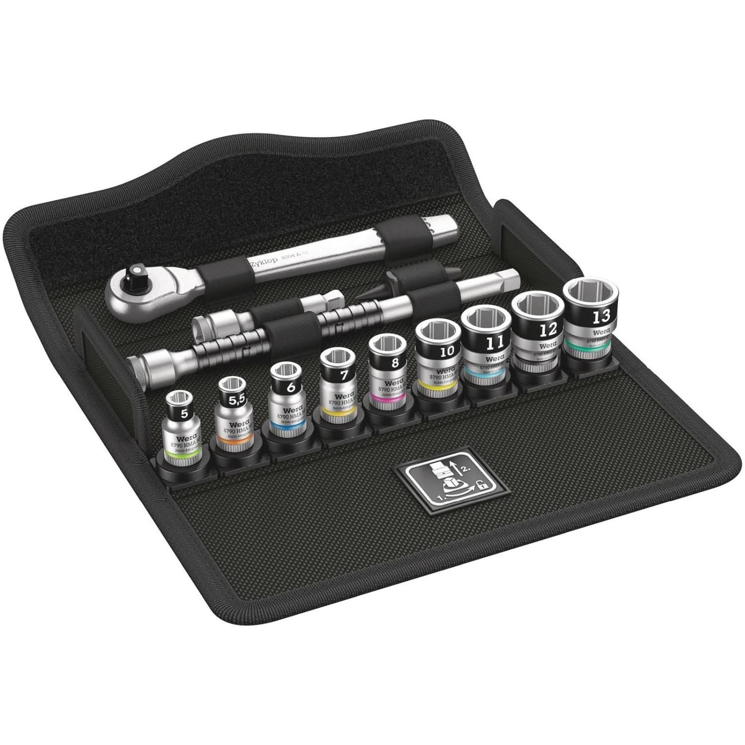 Wera 8100 Sa 12 Hf Zyklop Metal Ratchet Set With Switch Lever, 1/4-in. Drive, Metric, 13-Pieces - Image 1