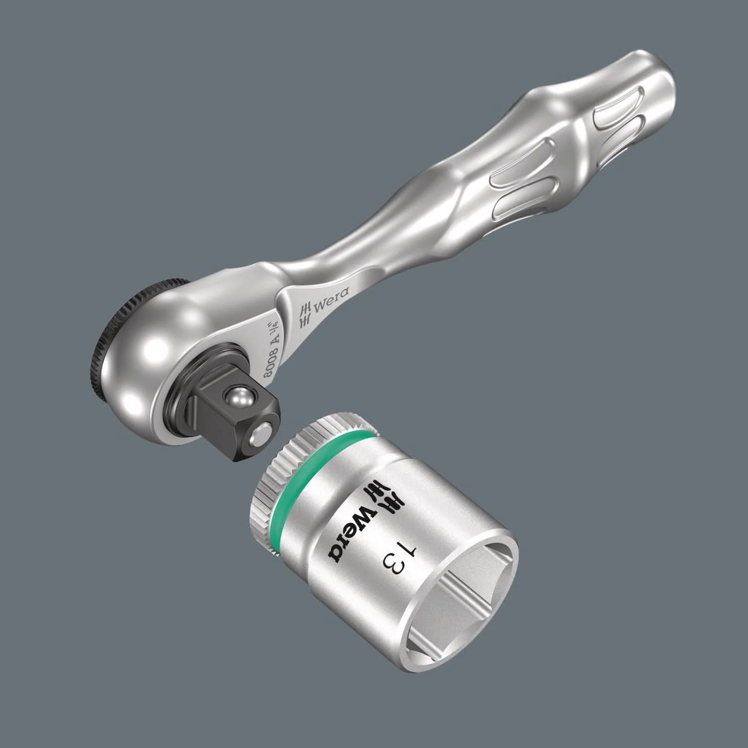 Wera 8008 A Zyklop Mini 3 Ratchet With 1/4-in. Drive, 1/4-in.x87-mm. - Image 3