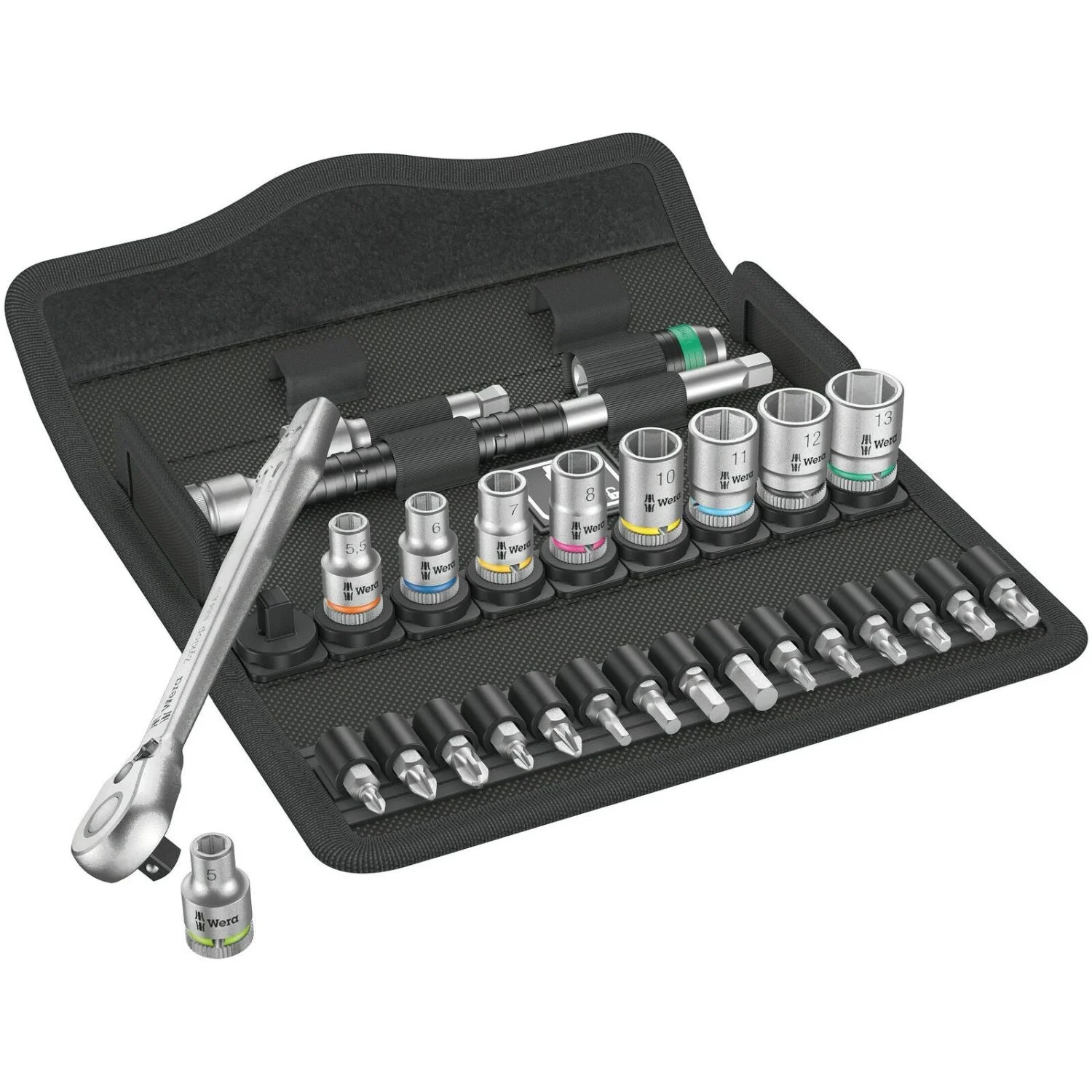 Wera 8100 Sa 8 Zyklop Metal Ratchet Set With Switch Lever, 1/4-in. Drive, Metric, 28-Pieces - Image 2